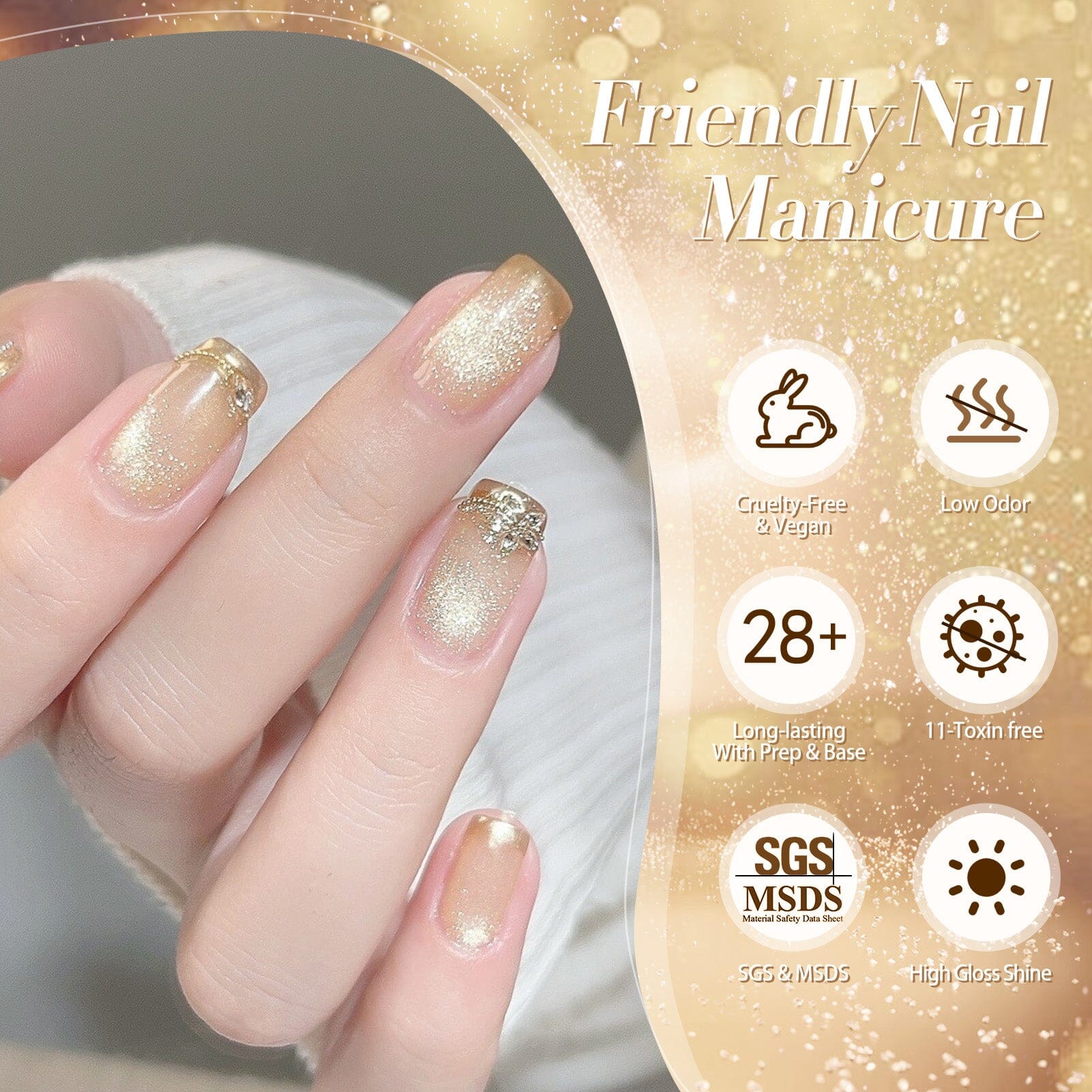 Gold Cat Magnetic Gel Polish MY277 Champagne 15ml - Professional Nail Art Gel for Salon & Home Manicure - Perfect for Special Occasions & Everyday Wear