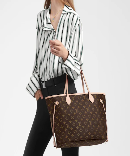 Authentic Louis Vuitton Neverfull MM Monogram Handbag in Beige - Stylish Tote for Work, Travel & Everyday Use