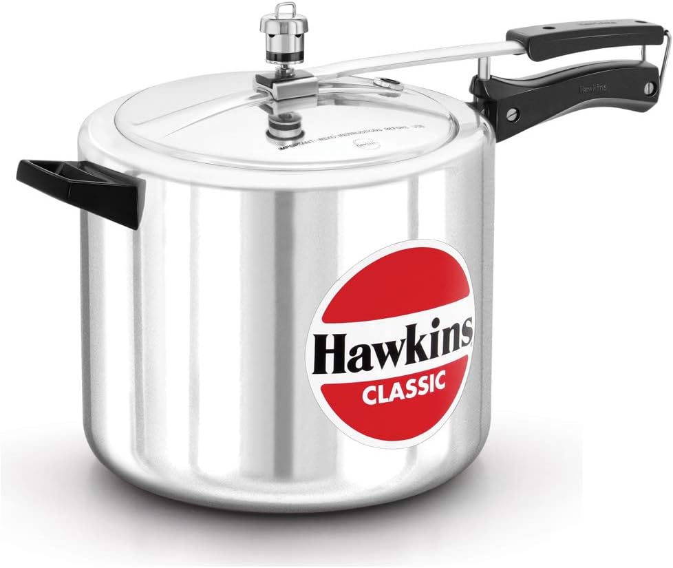 Hawkins CL10 Classic 10L Aluminum Pressure Cooker - Fast & Safe Cooking for Soups, Stews, and Meal Prep | Perfect for Home Kitchens & Camping