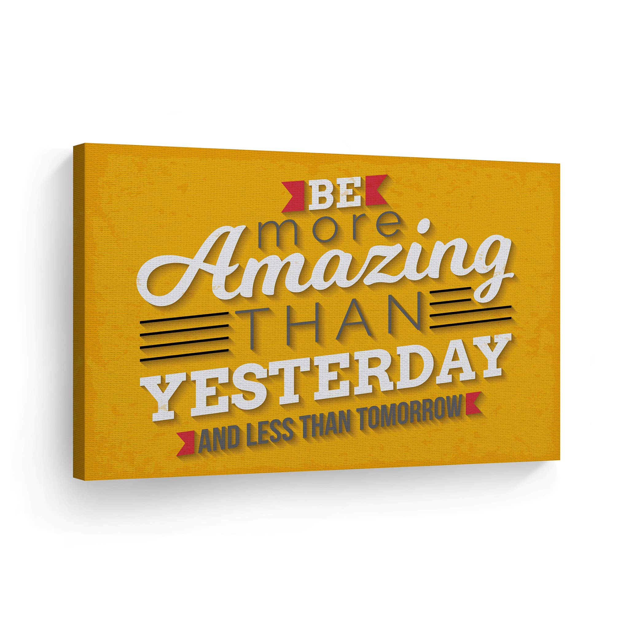 Smile Art Design 'Be More Amazing Than Yesterday' Motivational Gym Quote Canvas Print - Inspirational Home & Office Wall Decor (24x36 Inch) | Ready to Hang | Made in USA | Perfect for Fitness Rooms, Workout Spaces & Motivational Gifts