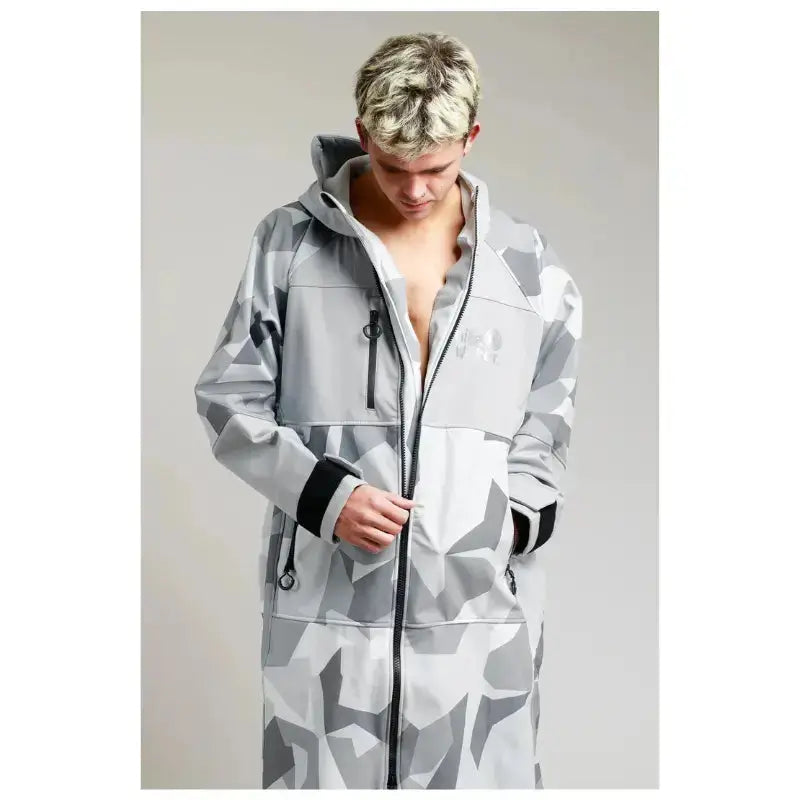 Unisex Post Swimming Robe - Soft Shell Arctic Camo Bathrobe for Men & Women | Quick Dry, Warm Cover-Up for Beach, Pool, Spa & Lounging
