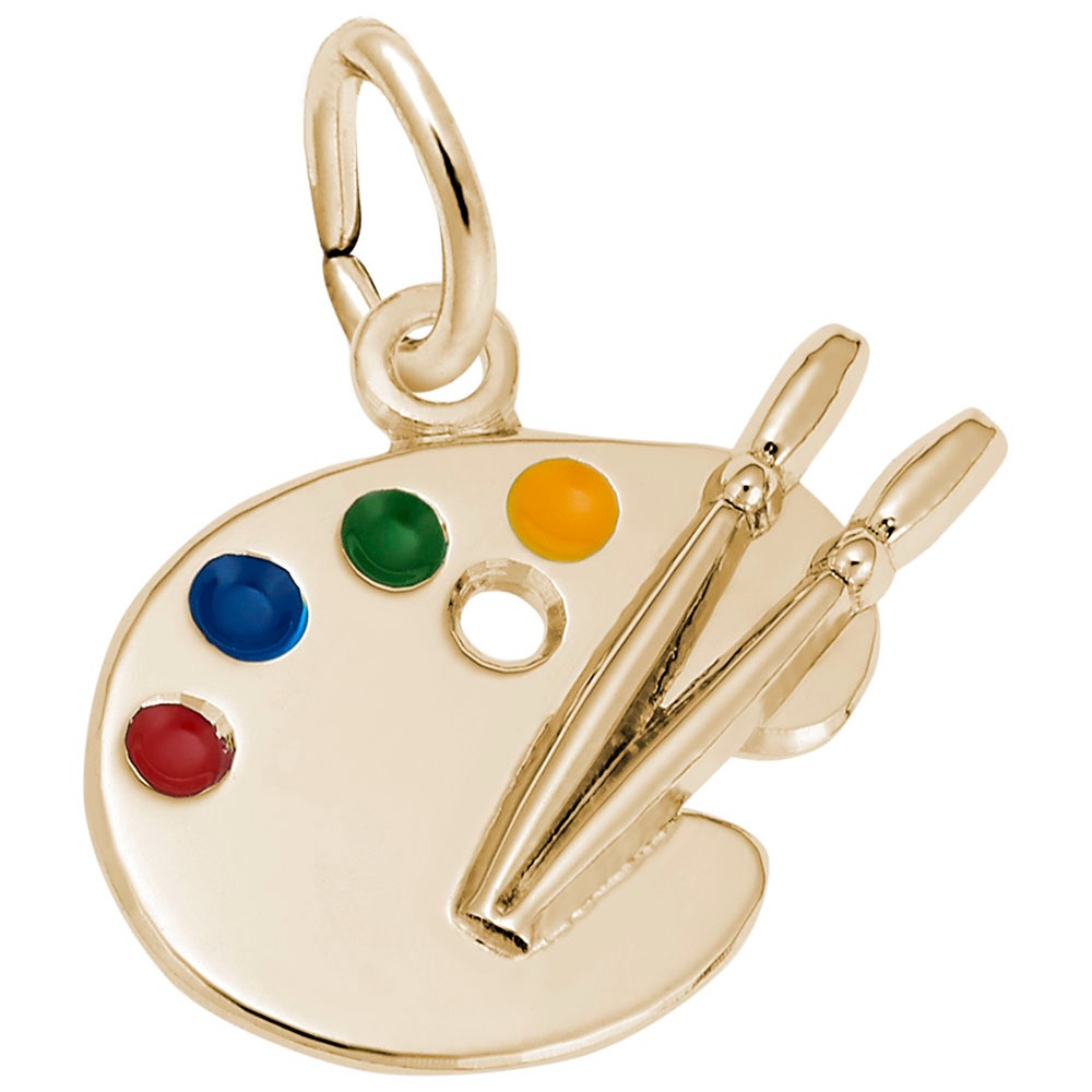 14K Yellow Gold Petite Artist Palette Charm Pendant Necklace - Dainty Paint Palette Jewelry for Artists & Art Lovers - Perfect Gift for Painters, Teachers & Creative Souls