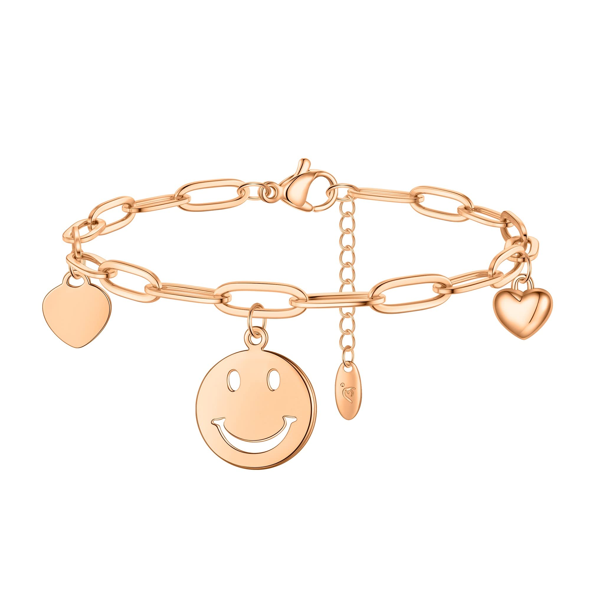 DOZZIOR 18K Gold Plated Charm Bead Link Chain Bracelet for Women & Teen Girls - Dainty Handmade Jewelry Gift for Birthday, Anniversary & Everyday Wear