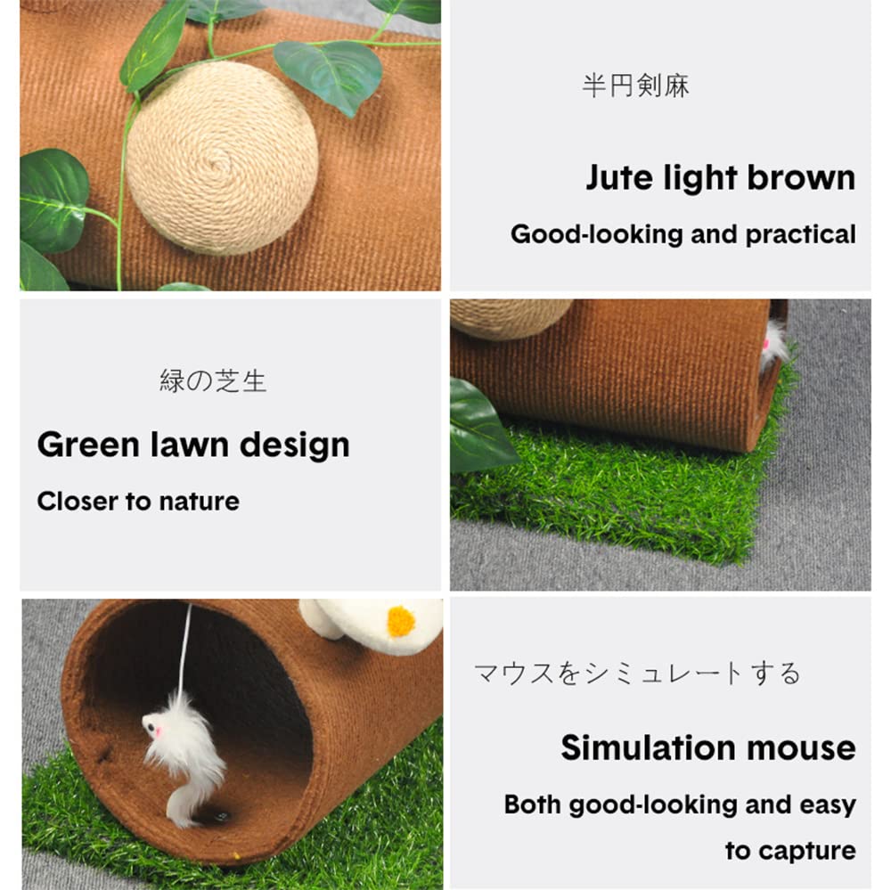 Premium Sisal-Covered Mushroom Cat Scratching Post with Hanging Toy Mouse - Durable Cat Tree for Indoor Cats - Perfect for Play, Climbing & Scratching in Living Rooms & Bedrooms