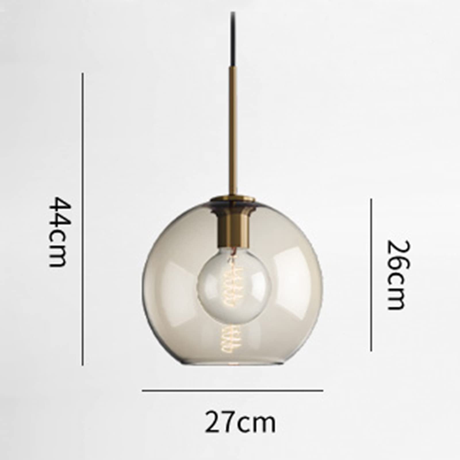 3-Light Spherical Grey Glass Pendant Lighting - Modern Globe Glass Hanging Lamp Chandelier for Dining Room, Kitchen Island & Living Room Decor