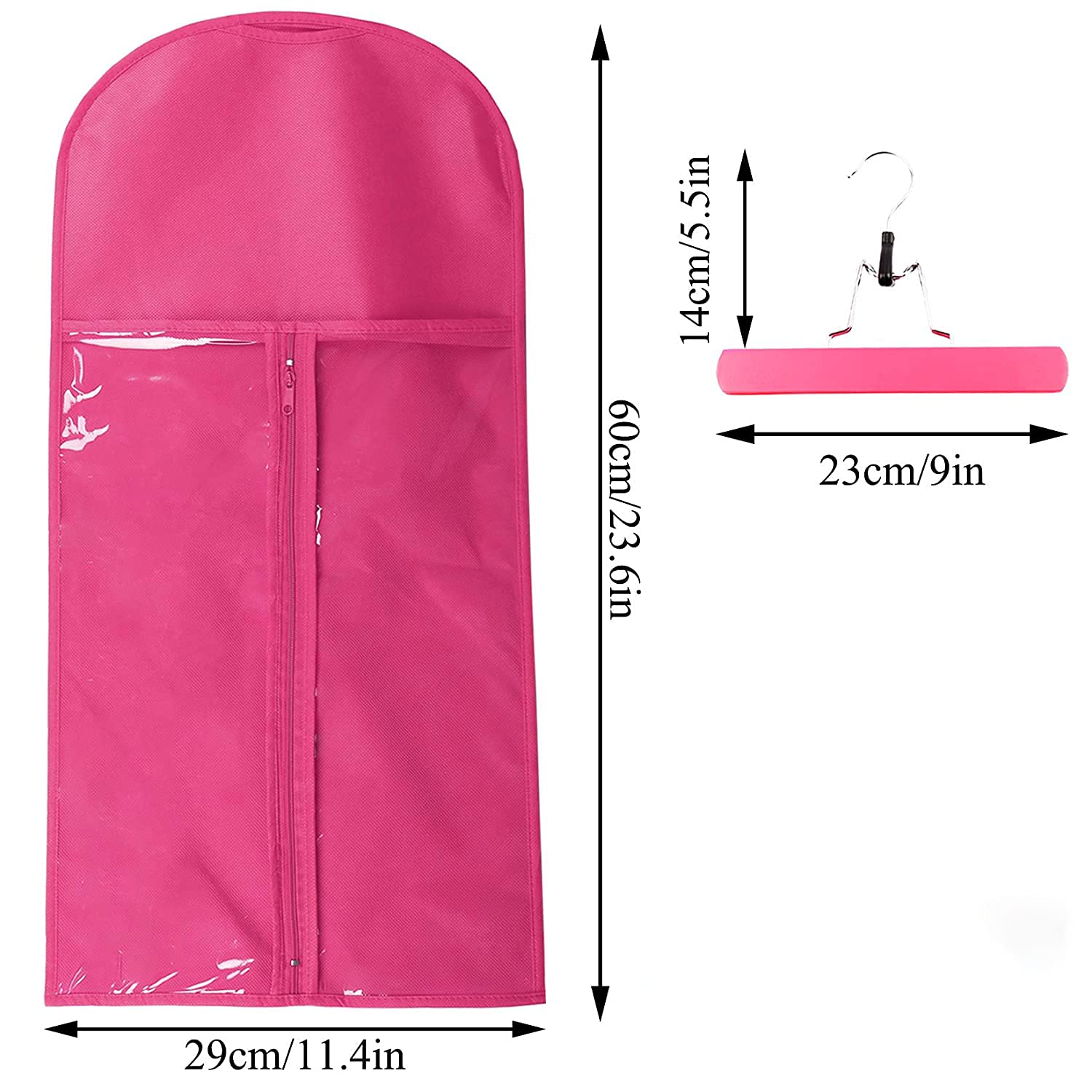 10pcs Wig Storage Bags with Wooden Hangers - Dustproof Hair Extensions Organizer for Beauty Salon, Travel & Daily Use (Rose Red) - Perfect for Wig Protection, Salon Storage & On-the-Go Stylists