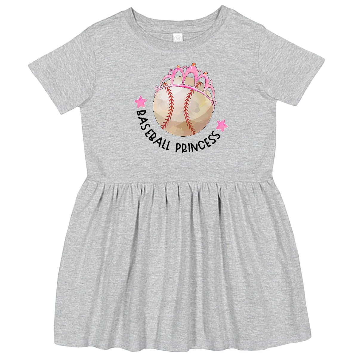 Inktastic Baseball Princess Tiara Toddler Dress - Cute Soft Cotton Girls' Outfit for Birthday, Party & Playtime
