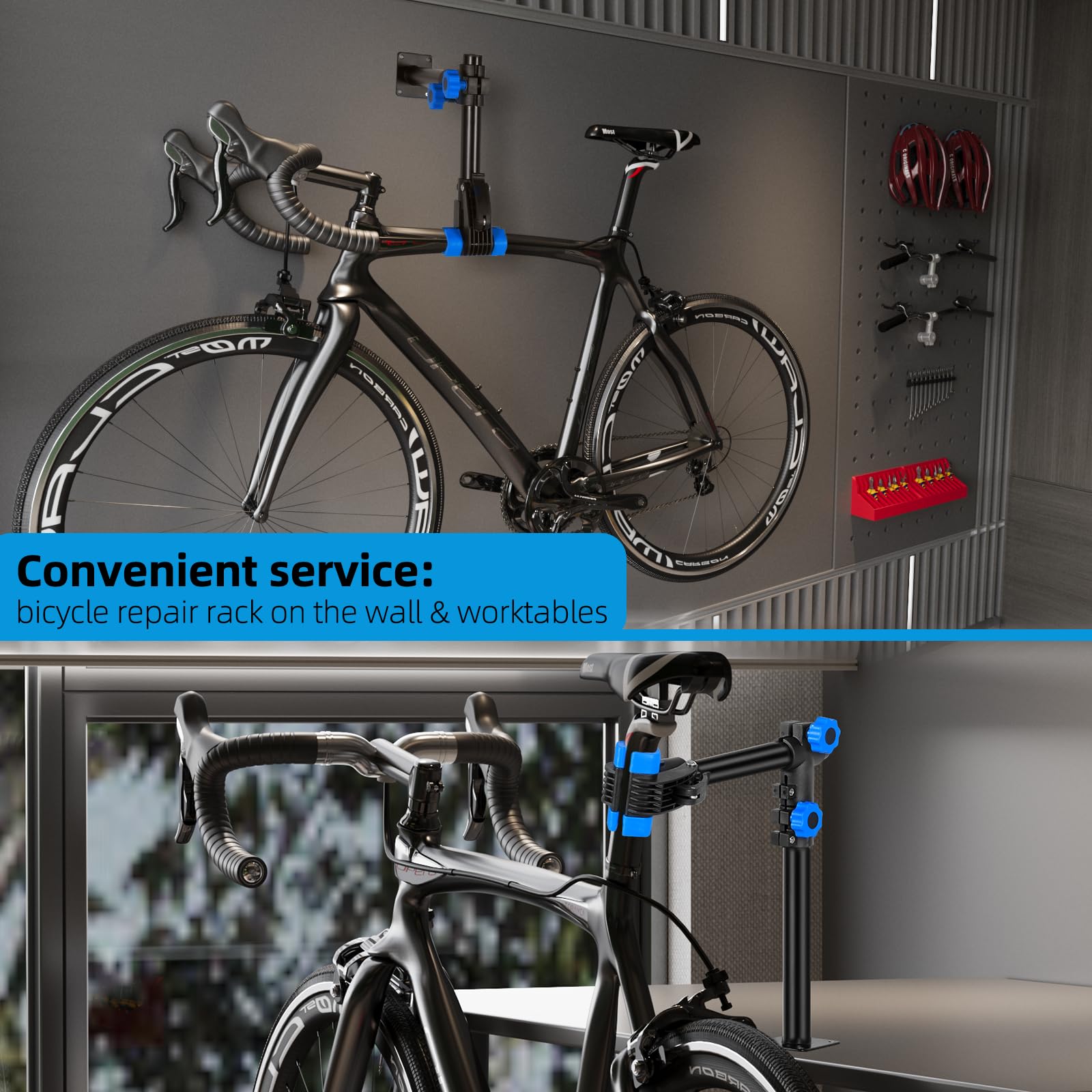 **Urban Deco Bike Repair Stand - Heavy Duty Wall Mounted & Bench Mount Bicycle Work Stand - Adjustable Bike Clamp for Road & Mountain Bikes (27 inch) - Perfect for Home Garage & DIY Bike Maintenance**
