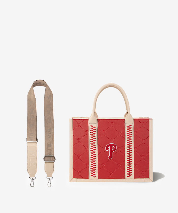 MLB Philadelphia Phillies Genuine Leather Stitched Tote Bag for Women & Men - Stylish Baseball Fan Gift & Game Day Accessory - Perfect for Shopping, Beach & Sports Events