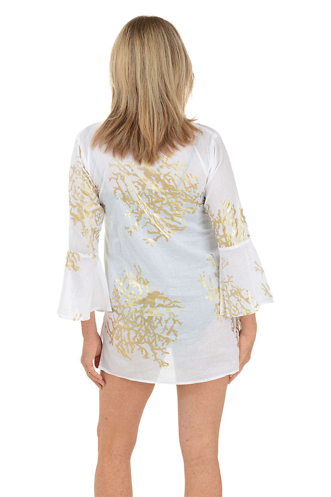 Stylish Gold Foil Coral Cover Up - Beachwear, Swimwear Accessory for Women - Perfect for Pool Parties & Summer Vacations