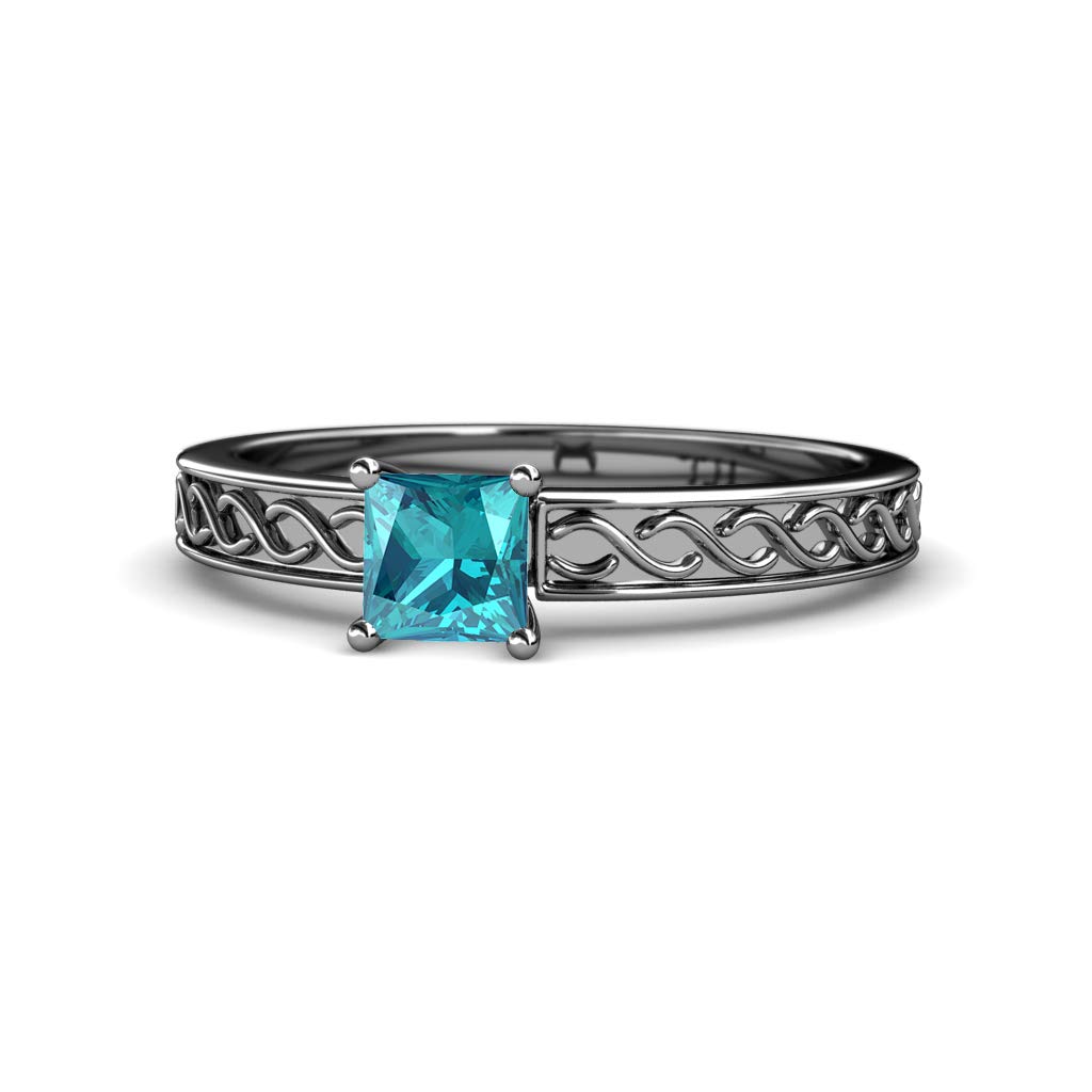 TriJewels Princess Cut London Blue Topaz 7/8 ct Infinity Solitaire Engagement Ring in 14K Gold - Perfect for Proposals, Anniversaries & Special Occasions