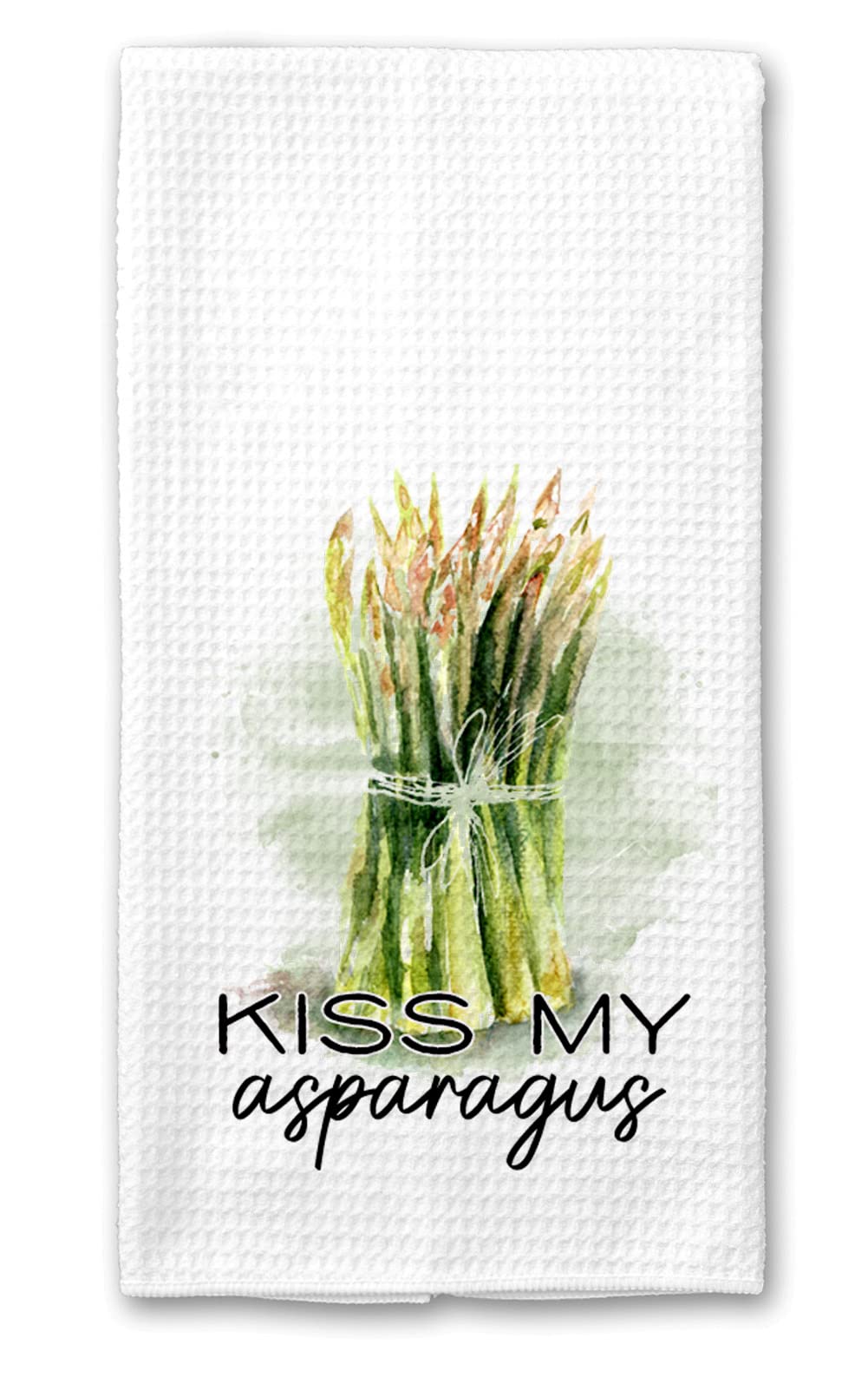 Kiss My Asparagus Funny Kitchen Towel - Absorbent Waffle Weave Dish Cloth 16x24 Inches - Perfect for Cooking, Cleaning & Gag Gifts
