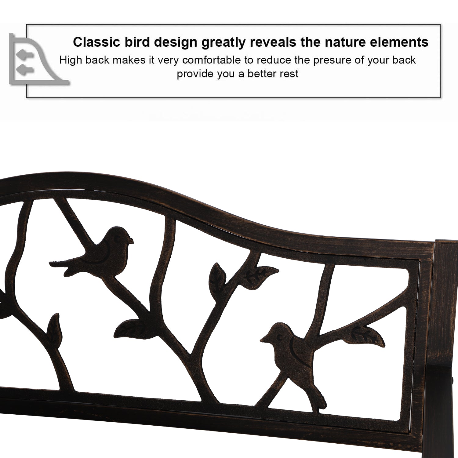 Sophia & William 50 Inch Patio Garden Bench - Steel Frame Outdoor Porch Chair for Backyard, Park, and Garden Seating - Perfect for Relaxing, Picnics, and Outdoor Gatherings