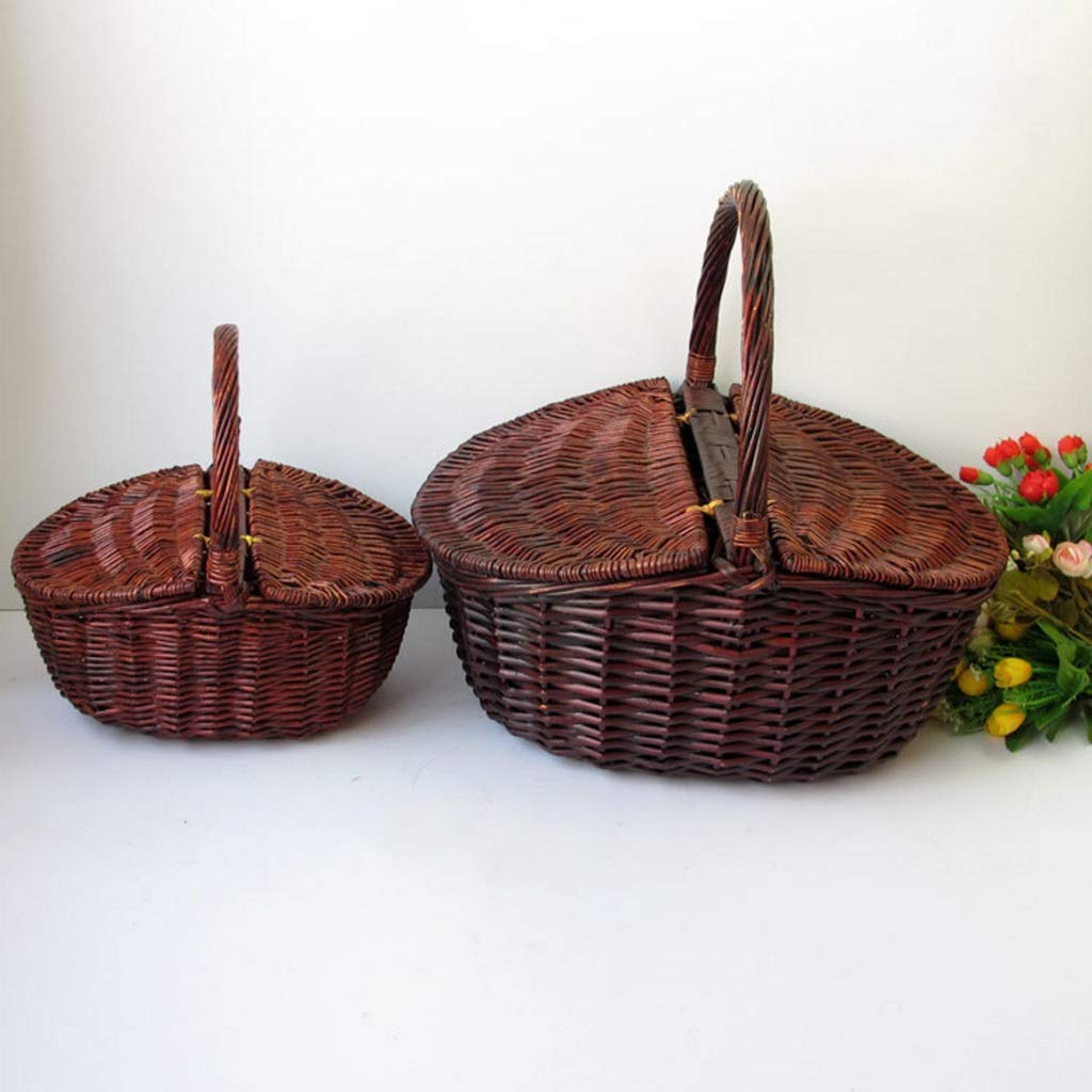 Large Capacity Wicker Picnic Basket for 2 - Insulated Cooler with Handles, Portable Covered Storage for Outdoor Picnics, Beach Trips & Romantic Dates - Perfect Gift for Couples, Boys & Girls