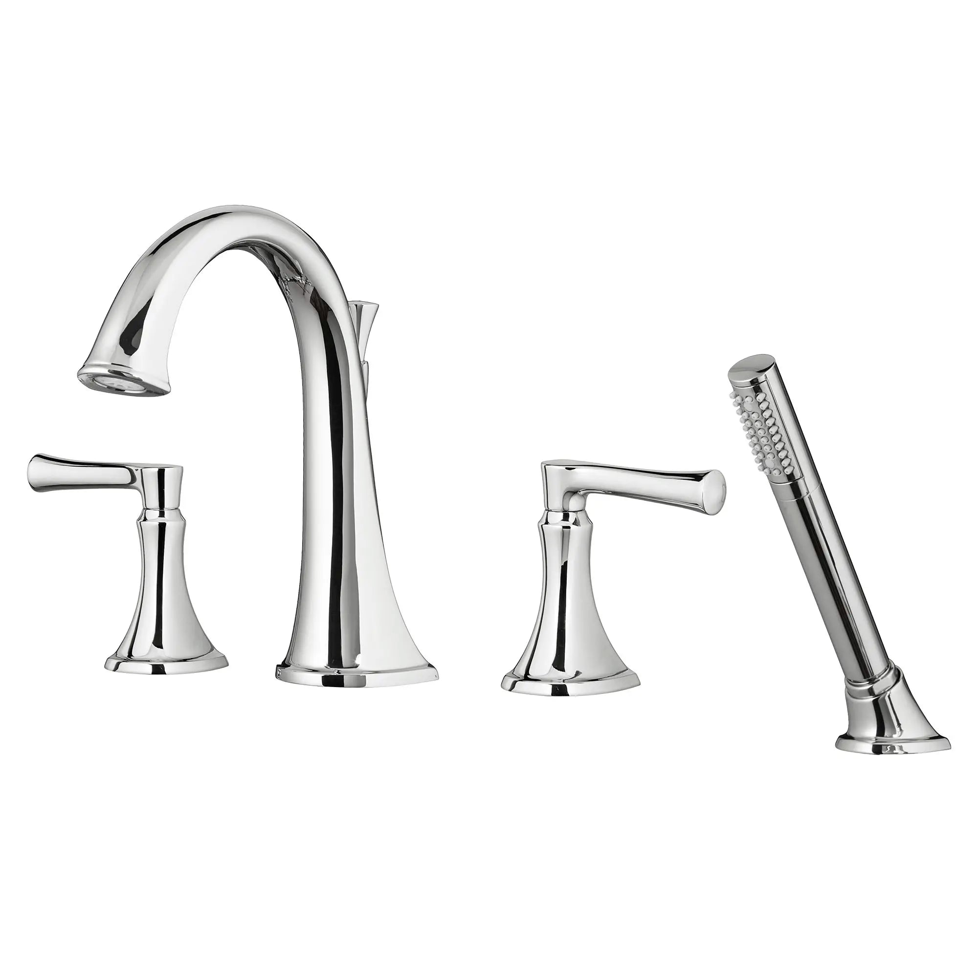 Estate Deck Mount Bathtub Faucet with Hand Shower - 4-Inch Centerset Rough-In Valve with Lever Handle - Perfect for Bathroom Renovations & Modern Home Upgrades