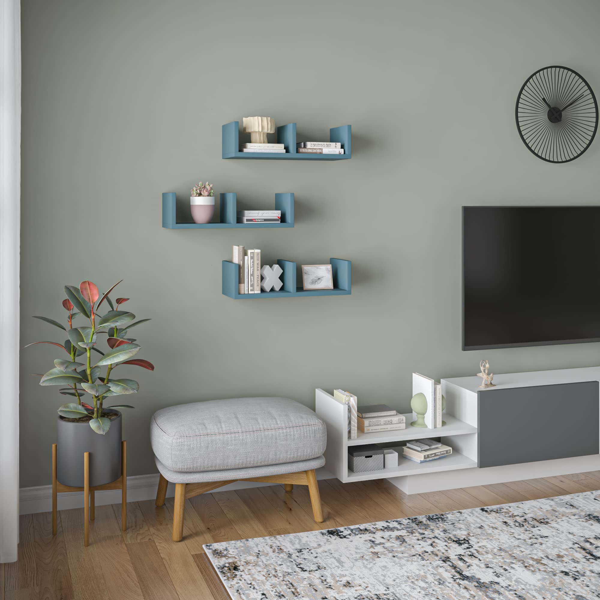 Modern Blue Wall Shelf - 6.3x19.69x7.87