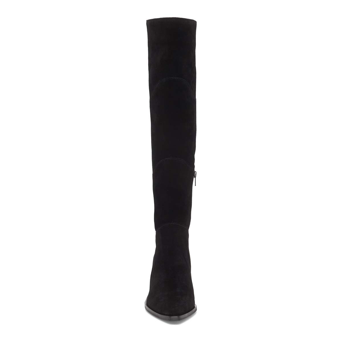 Trendy Women's Suede Knee High Boots with Stacked Wedge Heel & Side Zipper - Pointed Toe Winter Dress Boots for Office, Party & Night Out