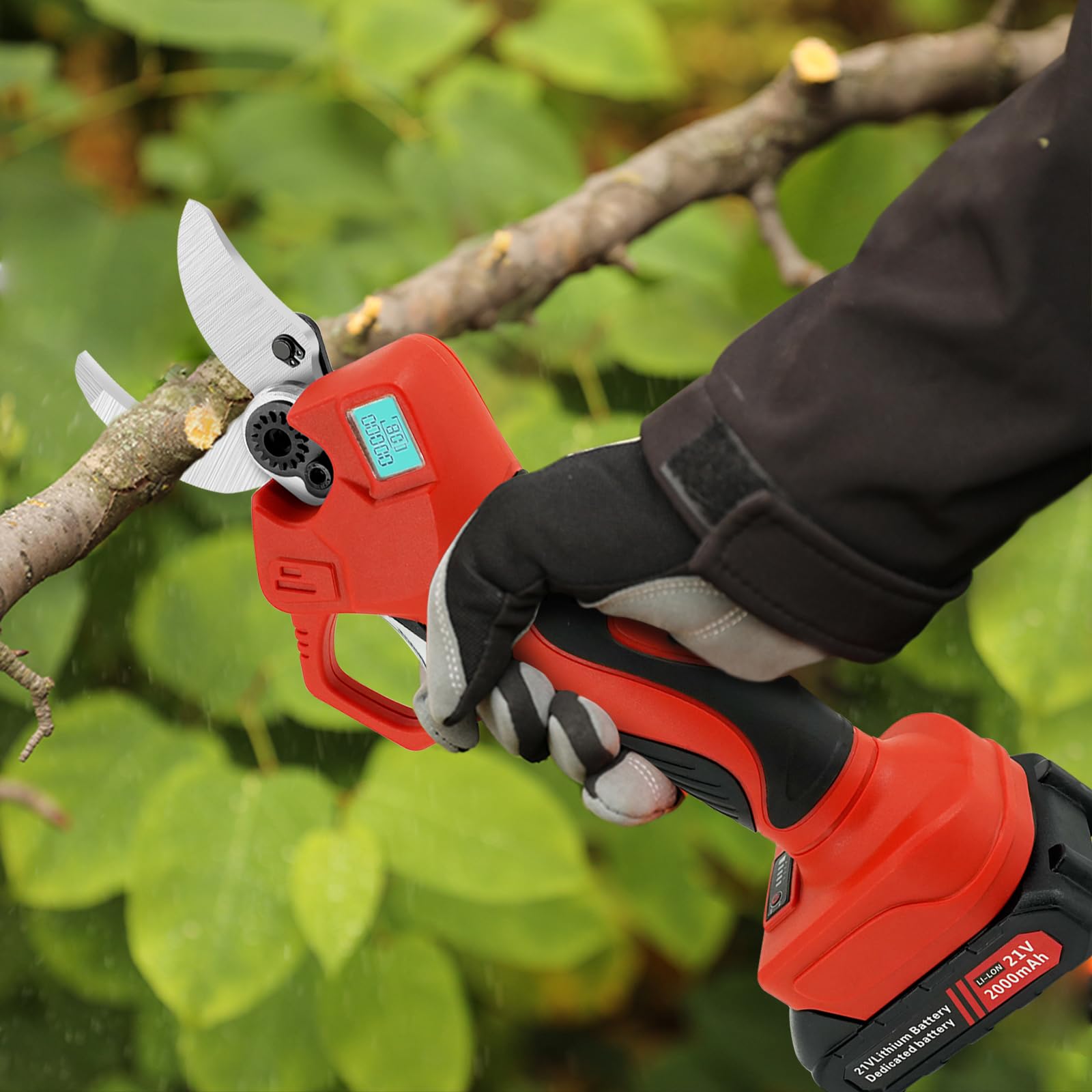 Electric Pruning Shears - Cordless Power Pruner with 2 Rechargeable Batteries, 50mm (1.96