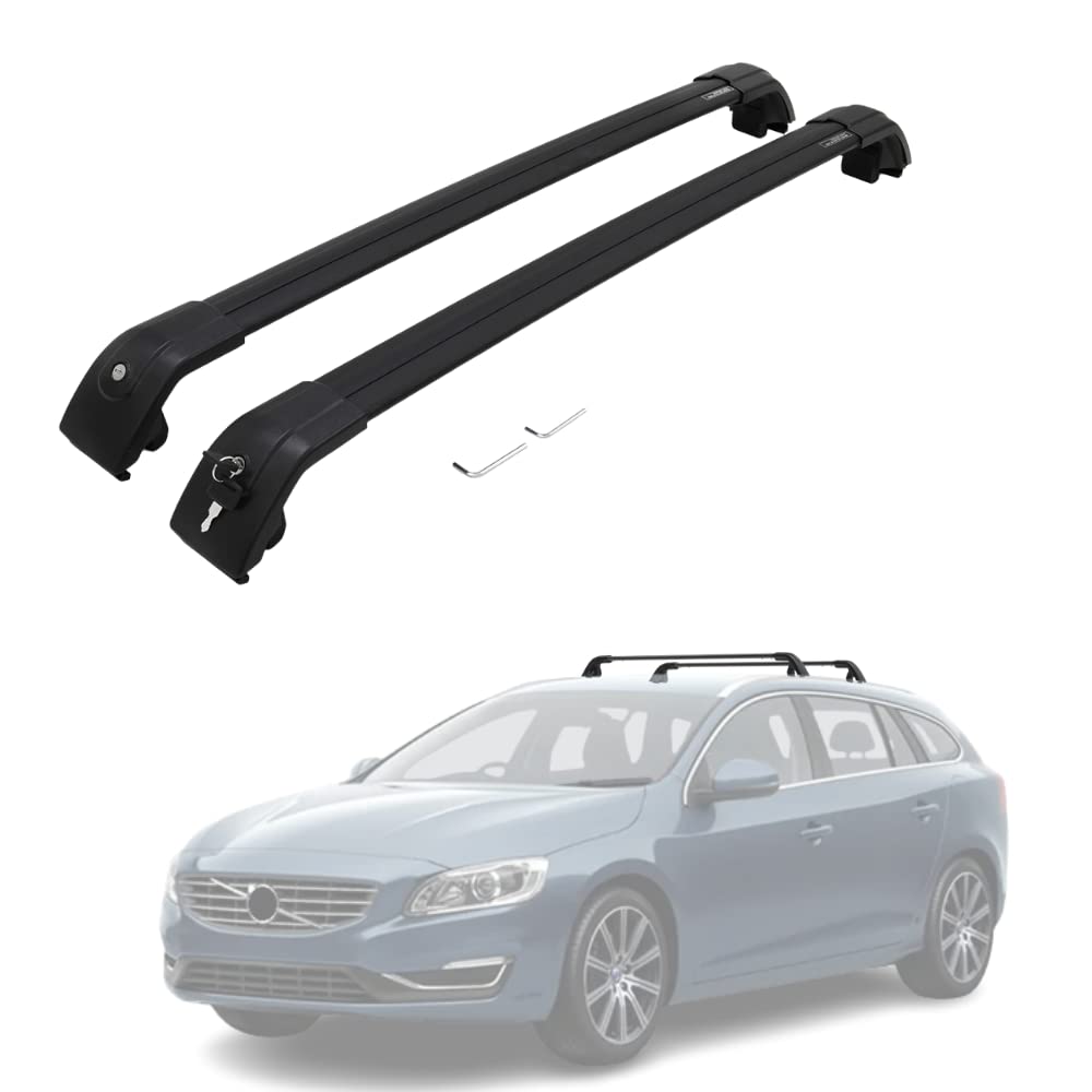 Volvo V60 Roof Rack Cross Bars (2019-2022) - Heavy Duty Cargo Carrier for Kayak, Canoe, Bike, Snowboard & Ski - Perfect for Road Trips & Outdoor Adventures
