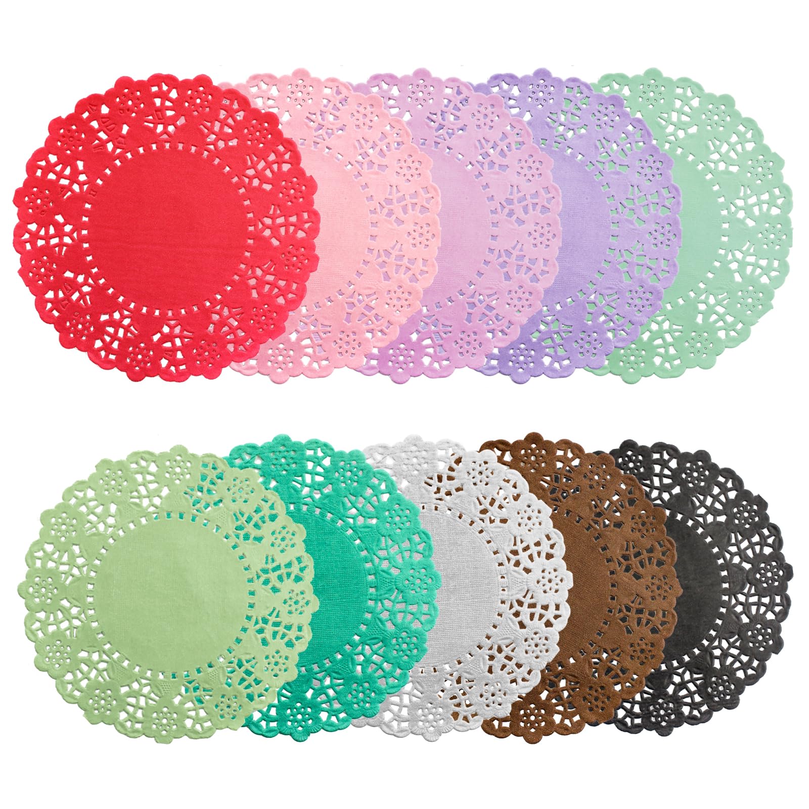 200 Pcs Round Lace Paper Doilies - 10 Assorted Colors, 4.5 Inch Disposable Decorative Placemats for Wedding, Cake, Party Table Decorations | Perfect for Dessert Displays, Tea Parties & Elegant Table Settings
