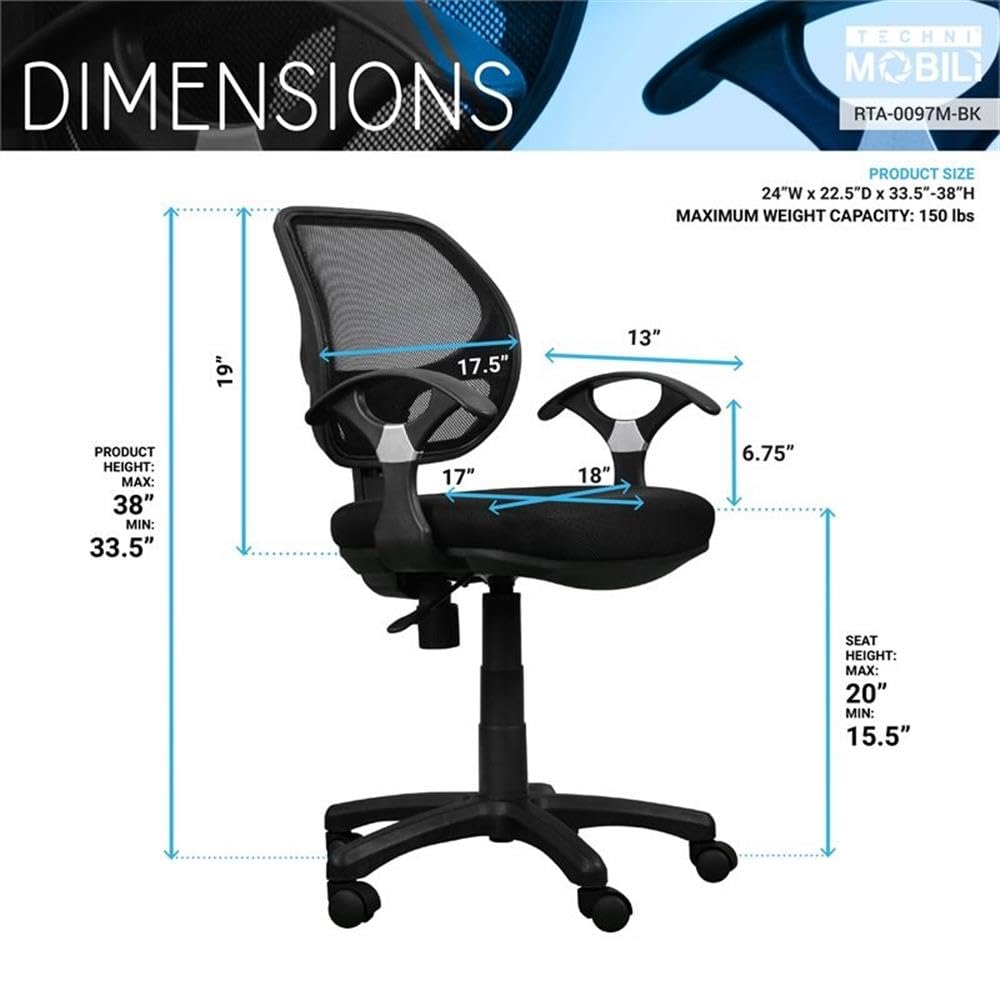 UrbanPro Mesh Office Chair - Ergonomic Black Desk Chair for Home & Office - Perfect for Long Hours of Work & Gaming