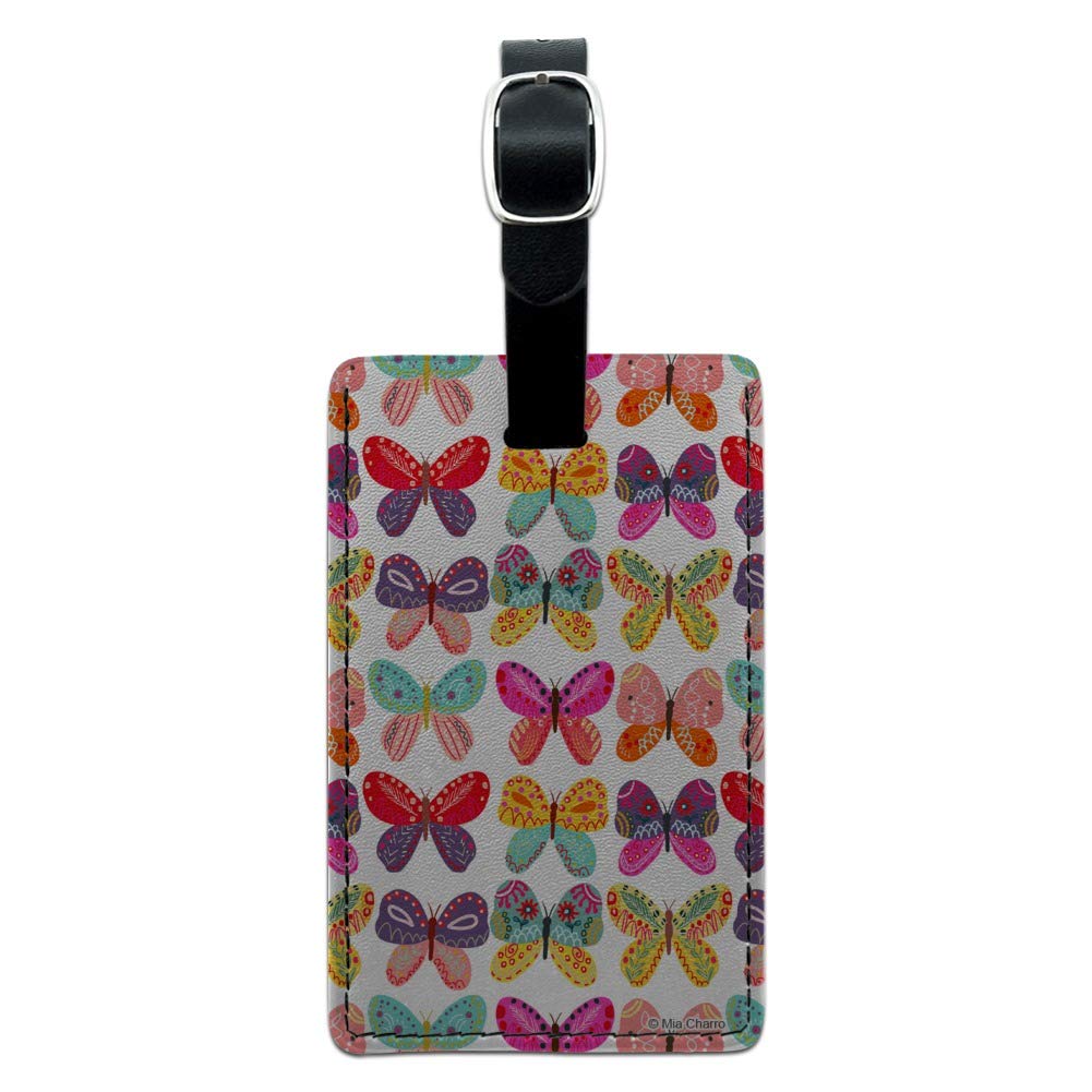 Colorful Butterflies Rectangle Leather Luggage Tag - Durable Suitcase ID Card Holder for Travel Bags - Perfect for Carry-Ons, Checked Luggage & Backpack Identification
