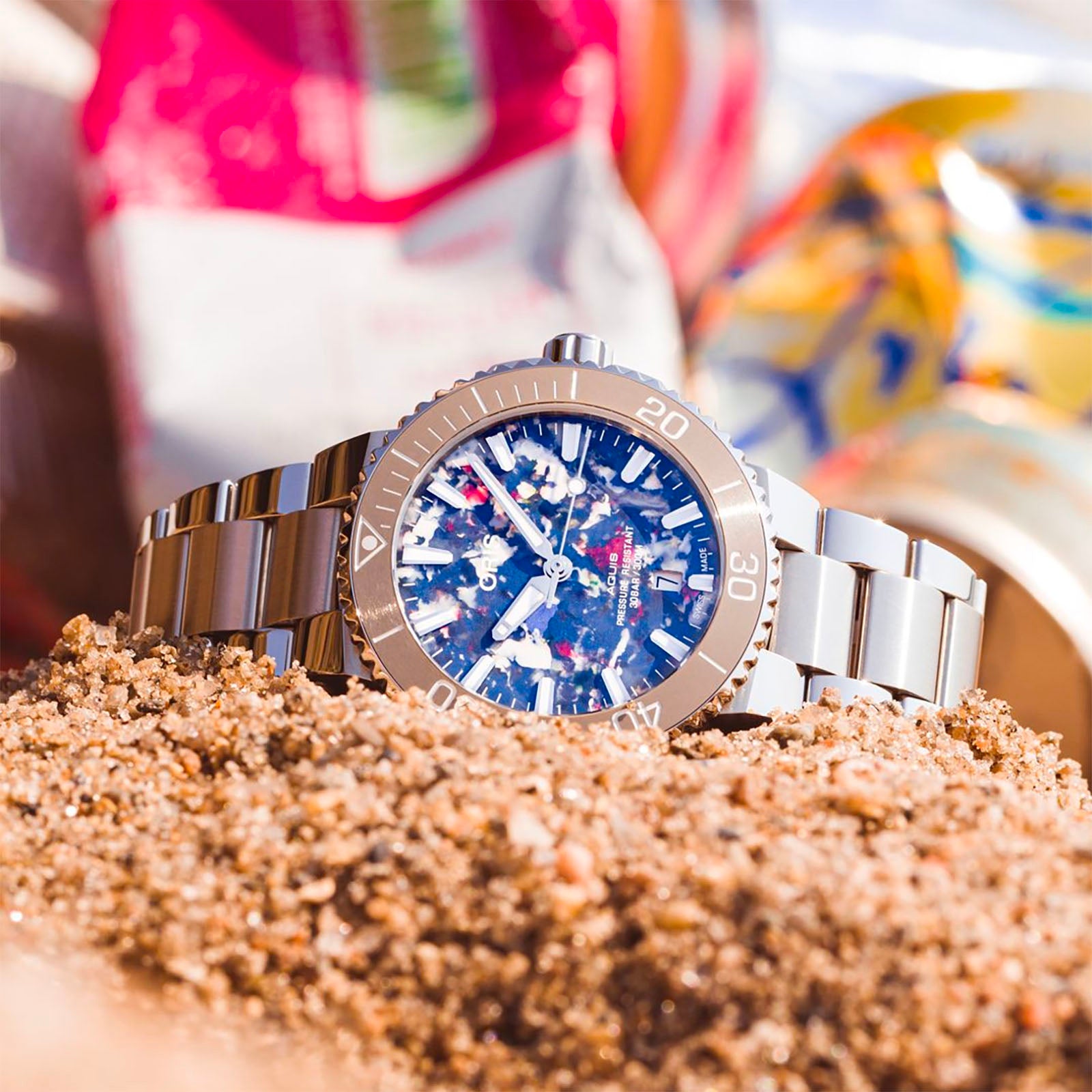 Oris Aquis Date Upcycle 41.5mm Men's Automatic Diving Watch - Eco-Friendly Recycled Ocean Plastic - Perfect for Scuba Diving, Snorkeling & Water Sports