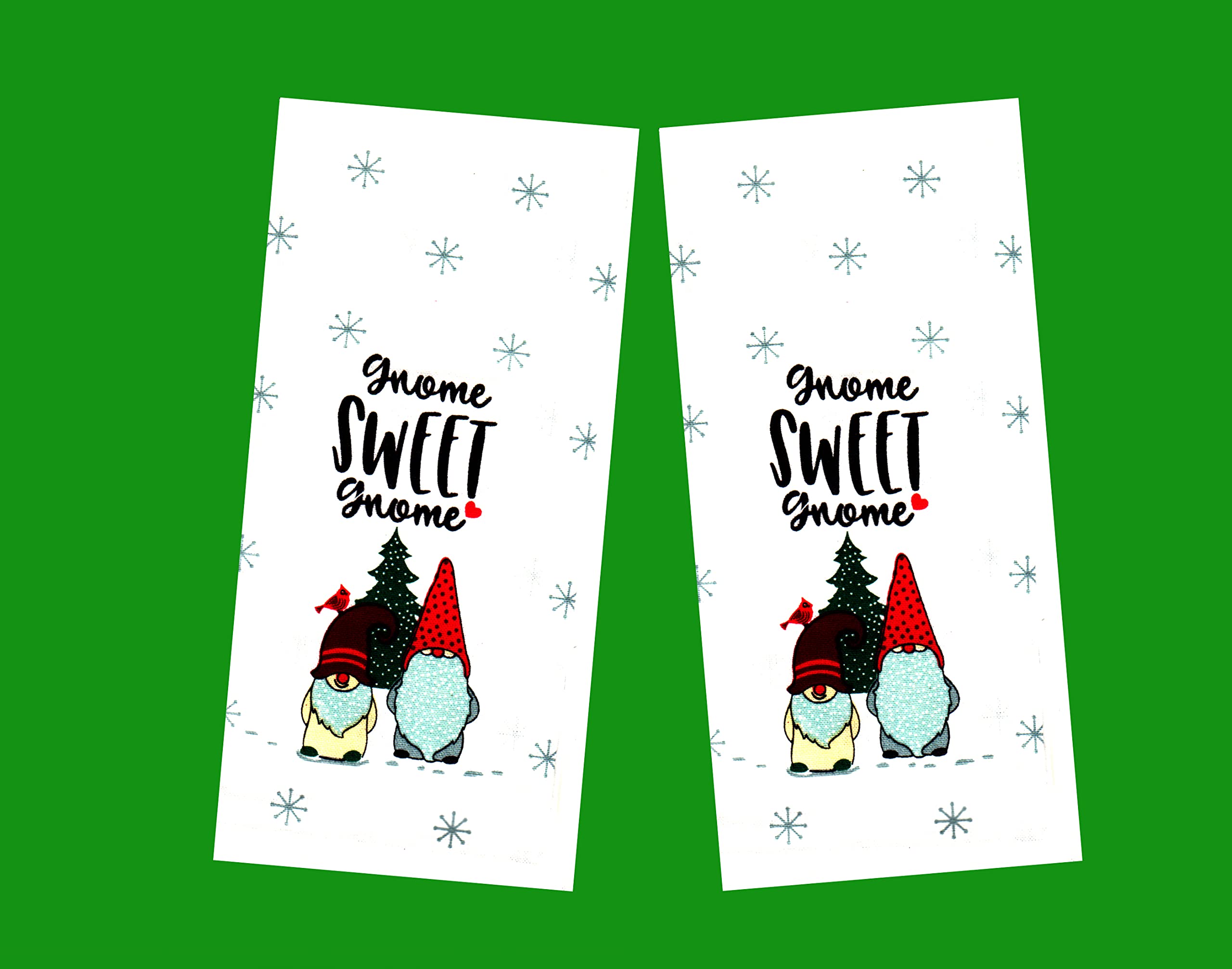 Christmas Gnome Kitchen Towels Set of 2 - Festive Holiday Dish Towels for Baking, Cooking & Decor - Gnome Sweet Gnome Themed Kitchen Decorations for Christmas Party & Home Decor