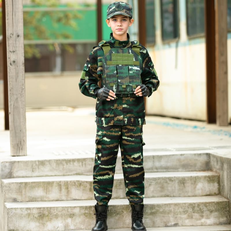 Kids Military Camouflage Soldier Play Set - Tactical Vest, Helmet & Backpack for Outdoor Adventure & Role Play Games