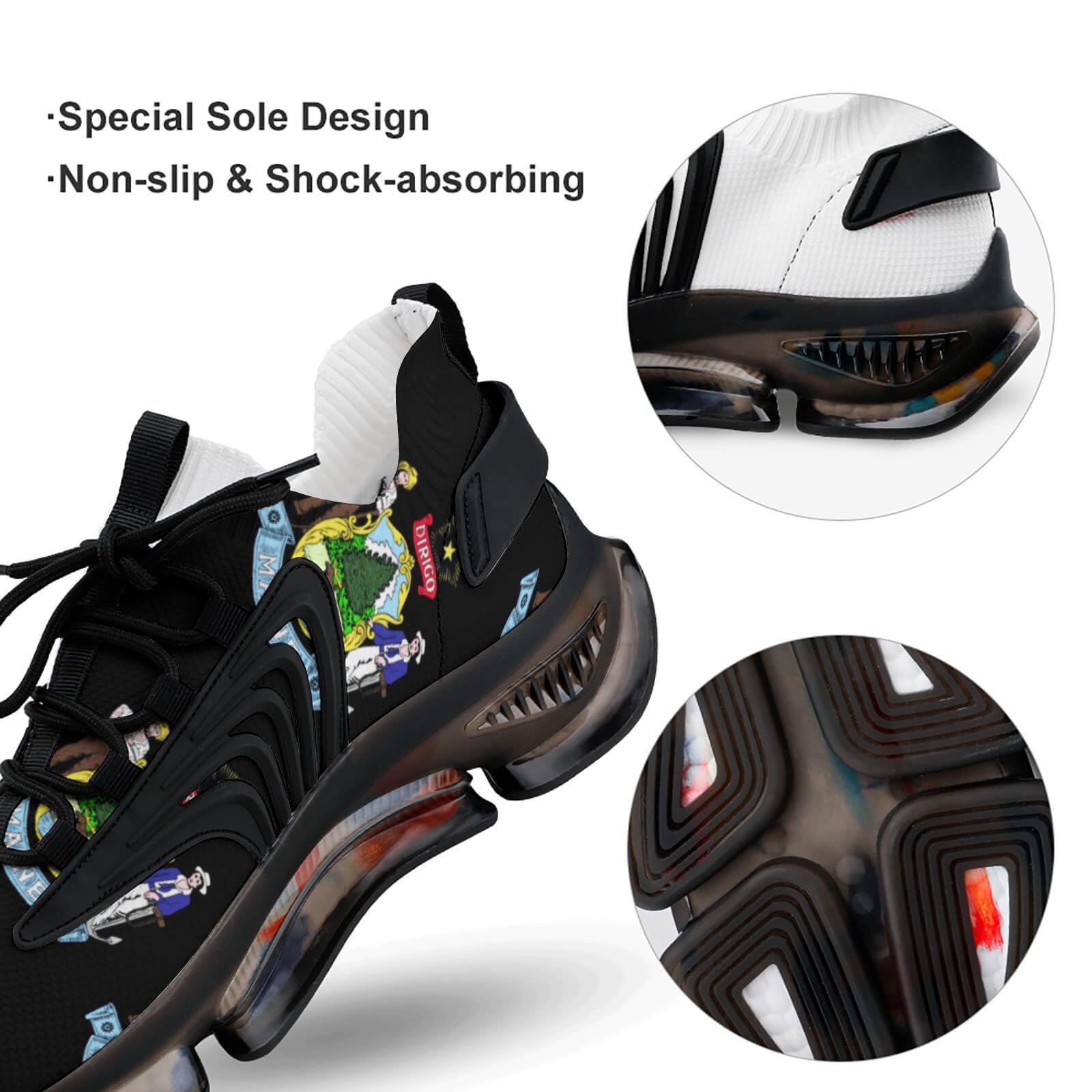 **Maine State Flag Men's Running Shoes - Lightweight Athletic Sneakers for Gym, Hiking & Outdoor Sports - Comfortable Walking Shoes for Jogging & Fitness Training**
