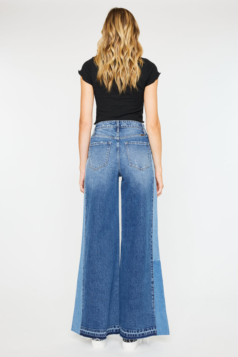 Clover High Rise Wide Leg Jeans for Women - Stretchy Comfort Denim Pants with Flared Fit - Perfect for Casual Outfits, Date Nights & Boho Style