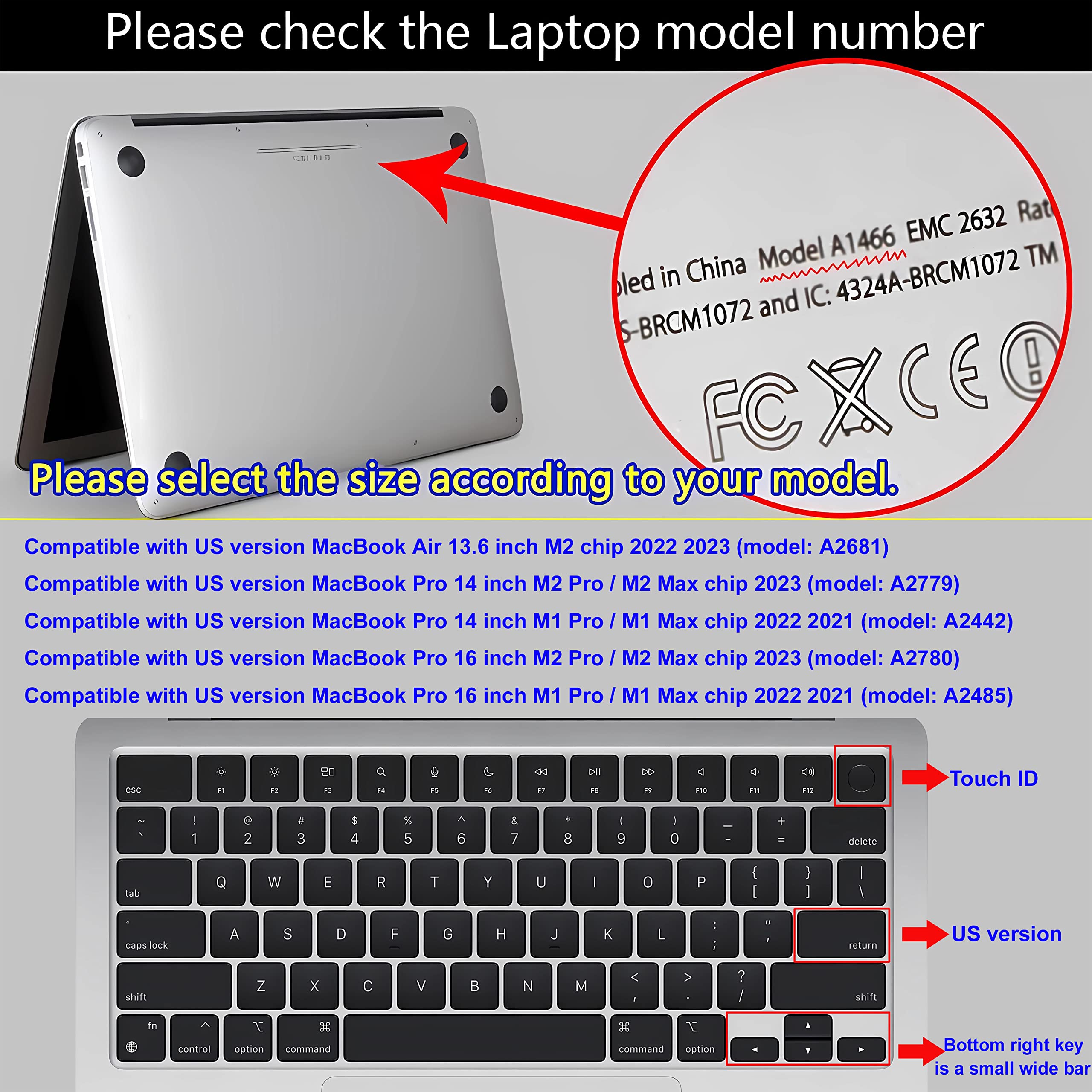 XSKN Arabic Black Silicone Keyboard Cover for MacBook Pro 14