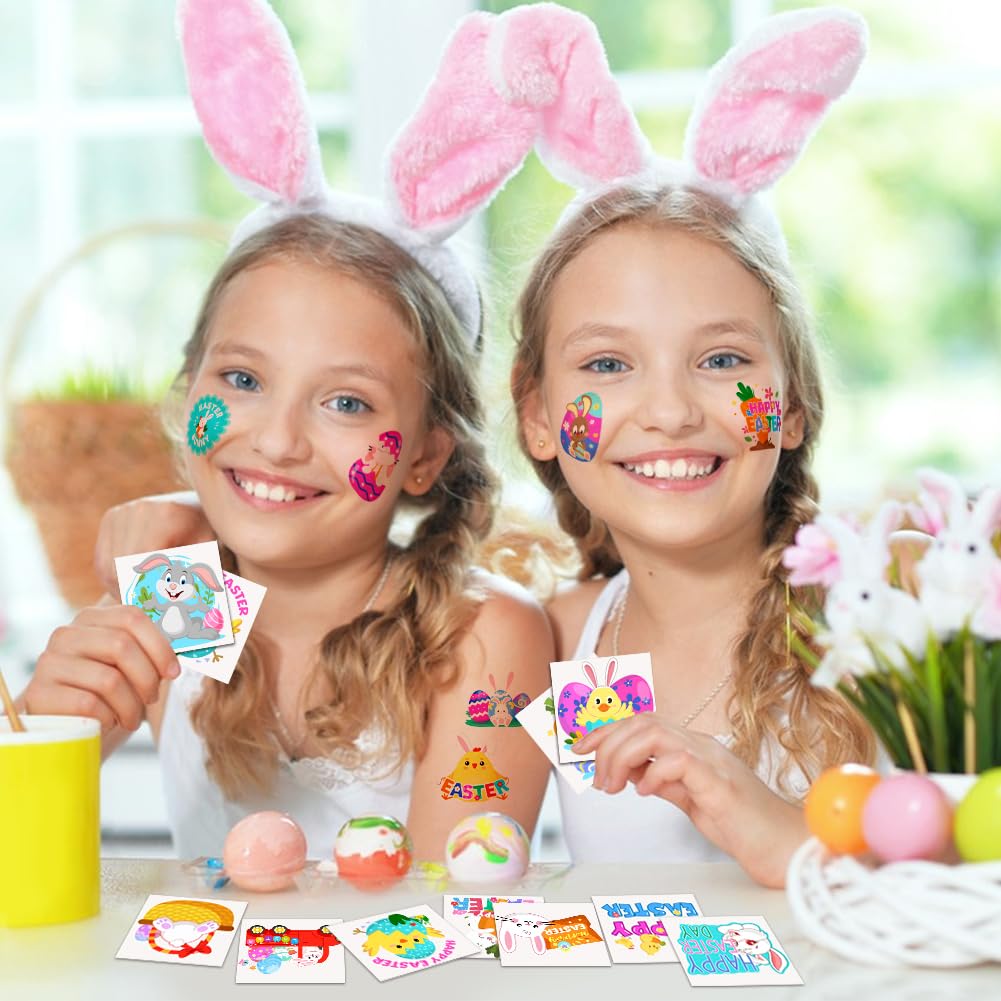 160PCS Easter Temporary Tattoos for Kids - 2 Inch Fake Tattoo Stickers with Easter Eggs, Bunnies & Chicks - Easter Basket Stuffers, Party Favors, Goodie Bag Fillers - Perfect for Easter Celebrations, Egg Hunts & Spring Parties