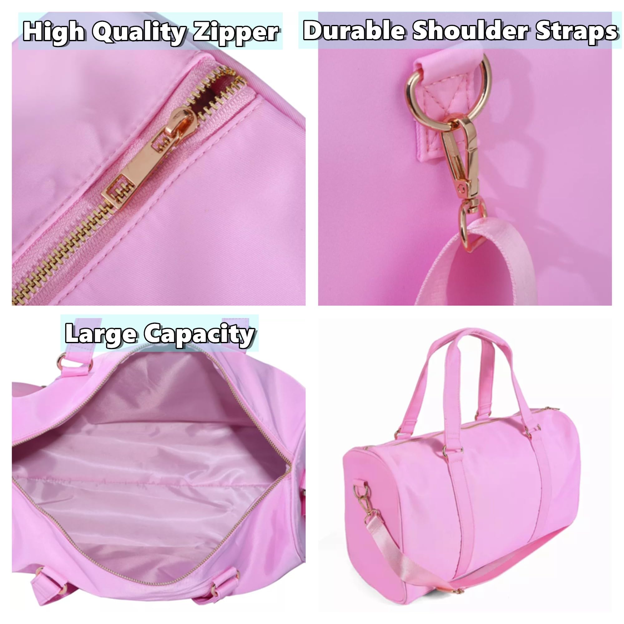 Personalized Dance Bag for Girls - Custom Name Patch Yoga & Ballet Duffel Bag - Women's Cheerleader & Gym Travel Bag - Perfect for Dance Classes, Yoga Sessions, Gym Workouts & Bridesmaid Events