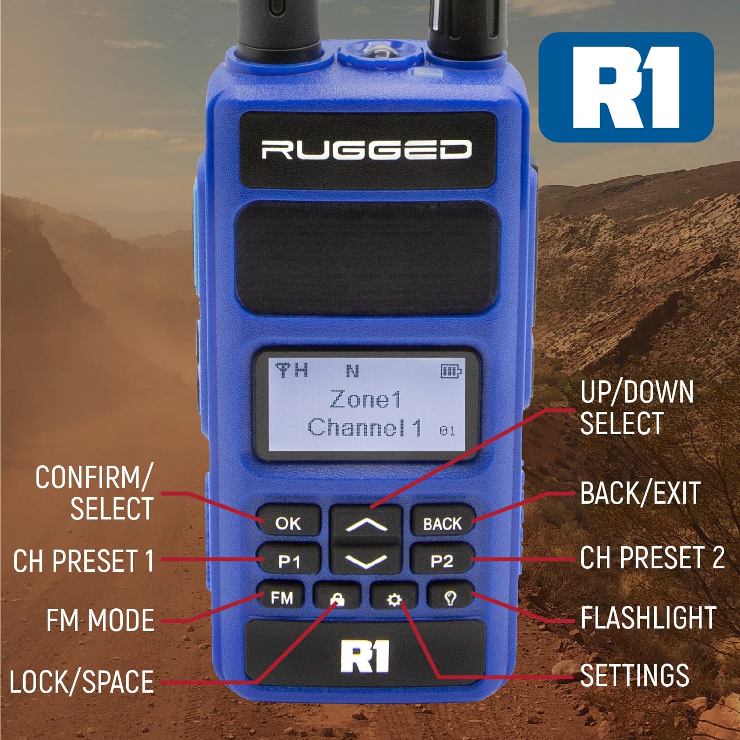 Rugged R1 Business Band Two-Way Handheld Radio - Digital & Analog Walkie Talkie for Construction, Warehouse & Outdoor Adventures