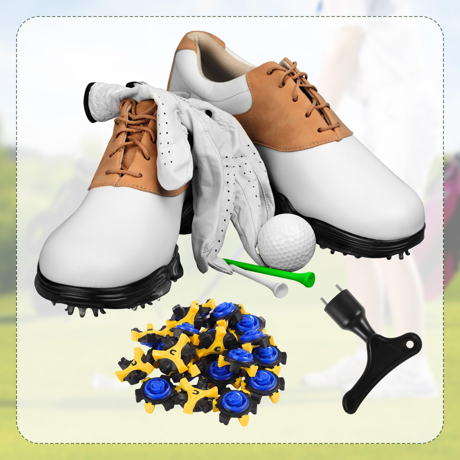 20pcs Golf Shoe Spikes Replacement with Wrench - Anti-Skid Cleats for Golf Shoes | Durable Golf Spikes Pins for Men & Women | Perfect for Golf Players & Enthusiasts on Wet or Slippery Courses