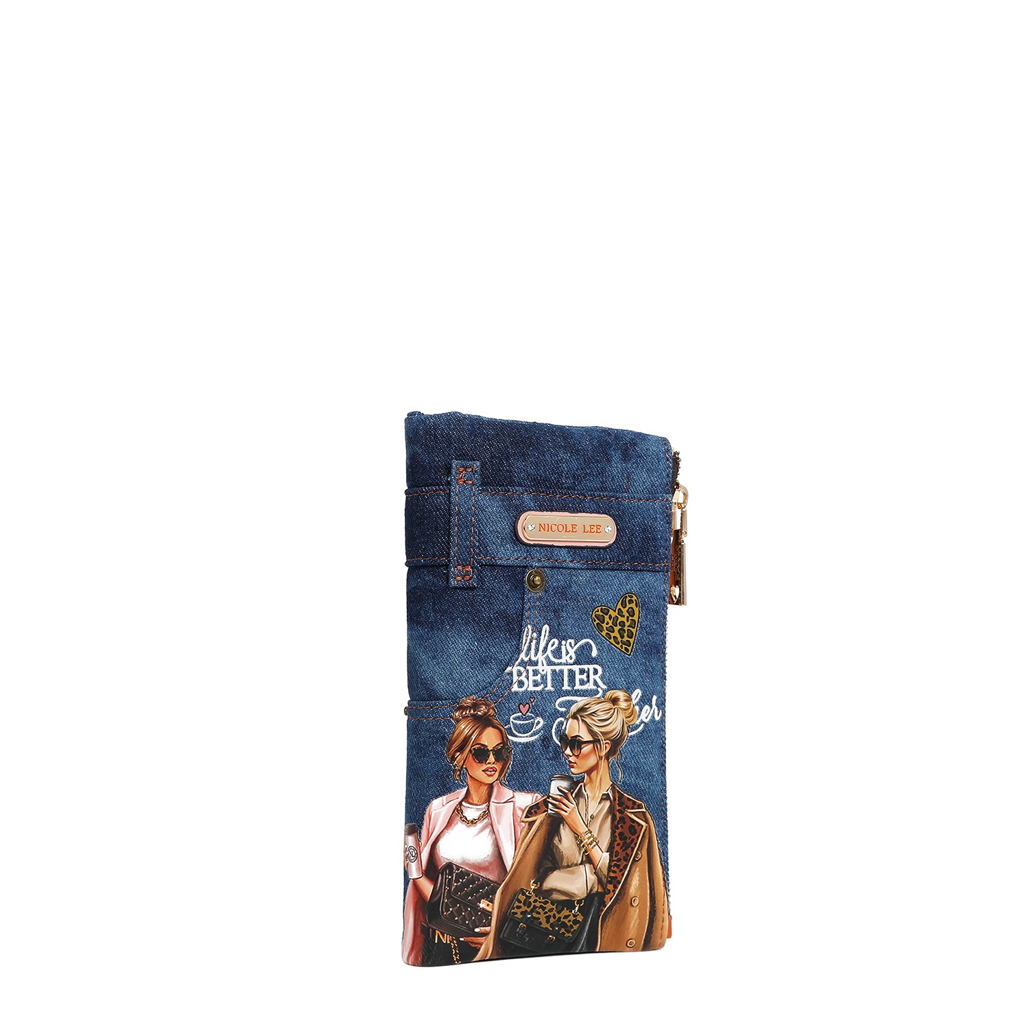 DENIM AMANDA 2-Piece Bifold Wallet for Women - Genuine Leather Credit Card Holder with RFID Protection - Perfect for Everyday Use, Travel & Gift Giving