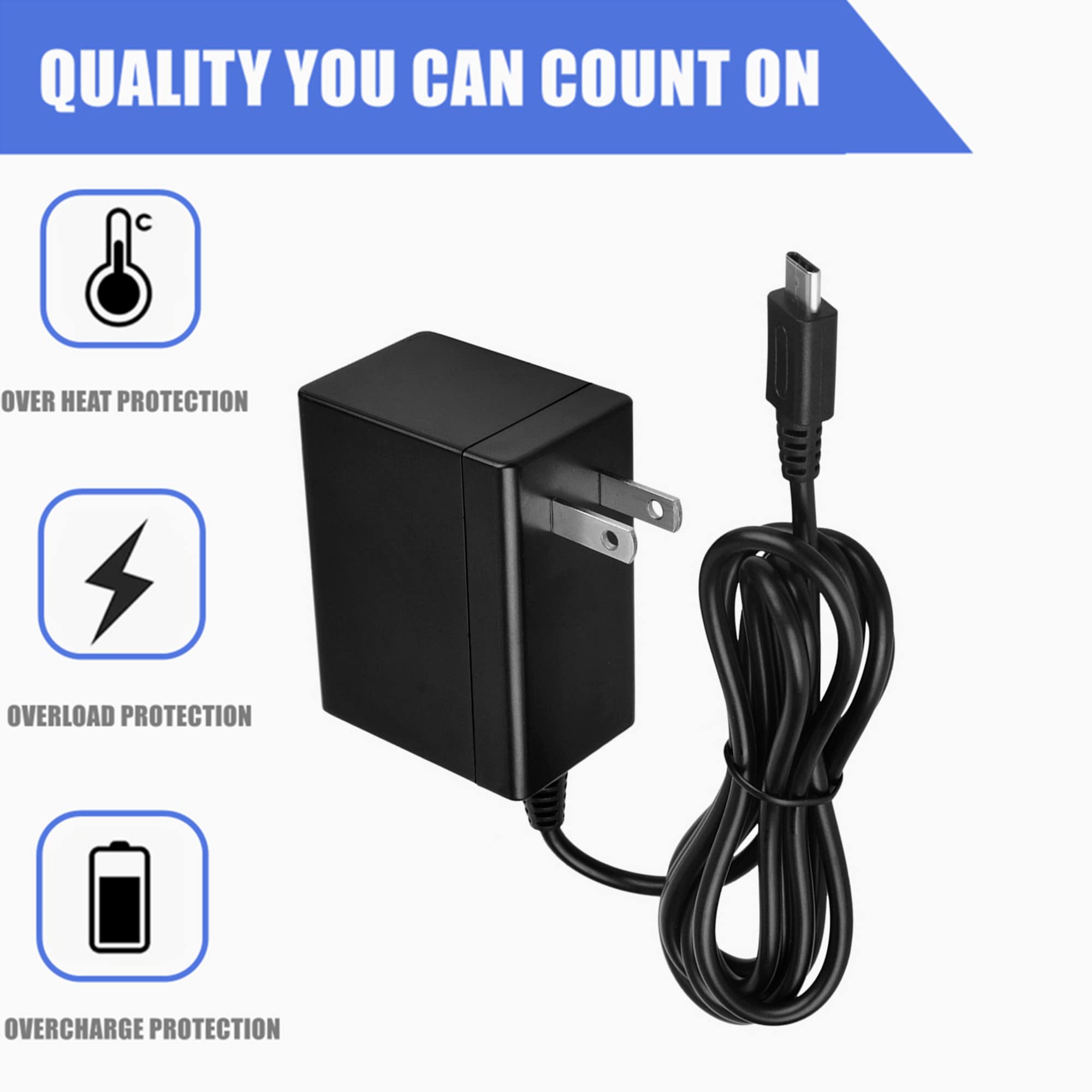 Original Title: CJP-Geek Switch Charger AC Power Supply 15V/2.6A Adapter Fast Charger Replacement for Switch Dock   Optimized Title: Nintendo Switch AC Adapter 15V/2.6A Fast Charger - Replacement Power Supply for Switch Dock - Perfect for Gaming, Travel & Home Use