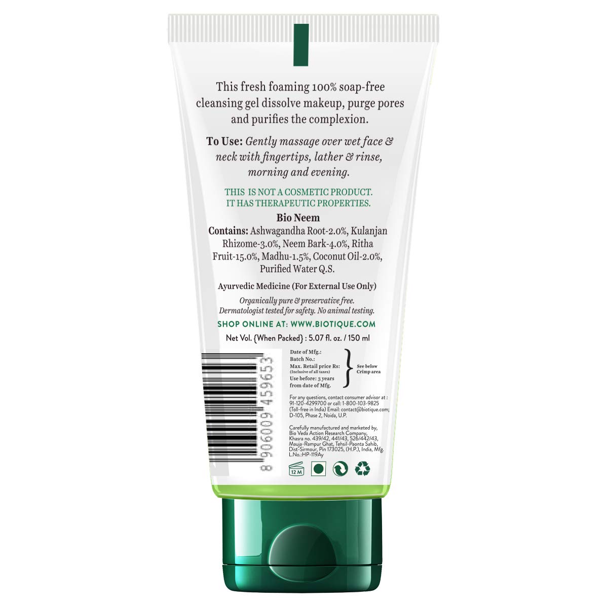 Biotique Bio Papaya & Neem Face Wash for All Skin Types - 150ml Each | Deep Cleansing, Purifying & Flawless Skin | Perfect for Daily Skincare Routine & Acne-Prone Skin