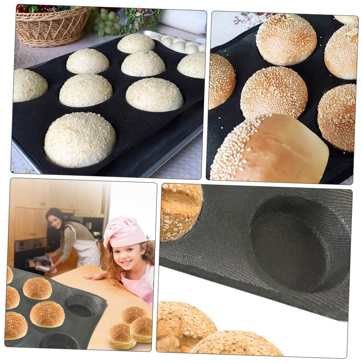DOITOOL Non-Stick Silicone Baking Molds - Round Bun Pan for Bread, Chocolate & Gummy Candy Making | Reusable, BPA-Free Silicone Molds for Home Baking & Professional Pastry Decorating