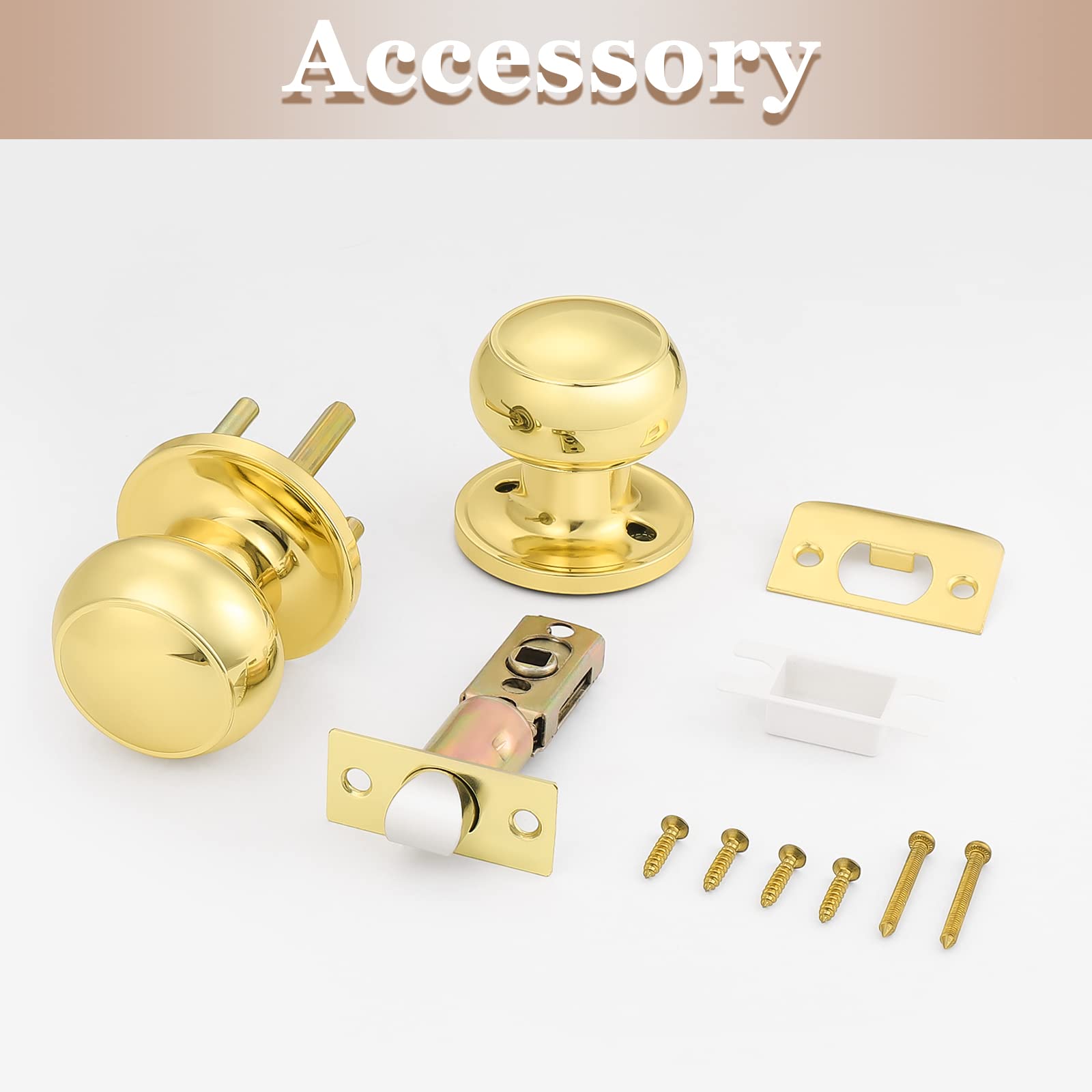 10 Pack Probrico Round Door Knobs - Polished Brass Passage Lockset for Closet, Hallway & Interior Doors | Keyless Entry, Easy Installation | Perfect for Homes, Offices & Apartments