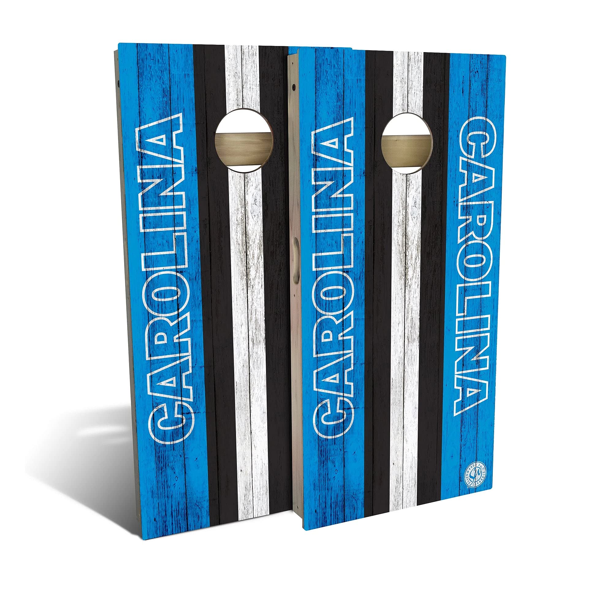 Carolina City Themed Cornhole Game Set - 2 Wooden Boards & 8 Bags - Outdoor Lawn Games for Backyard, Tailgating, and Parties - Multiple Sizes & Accessories Included