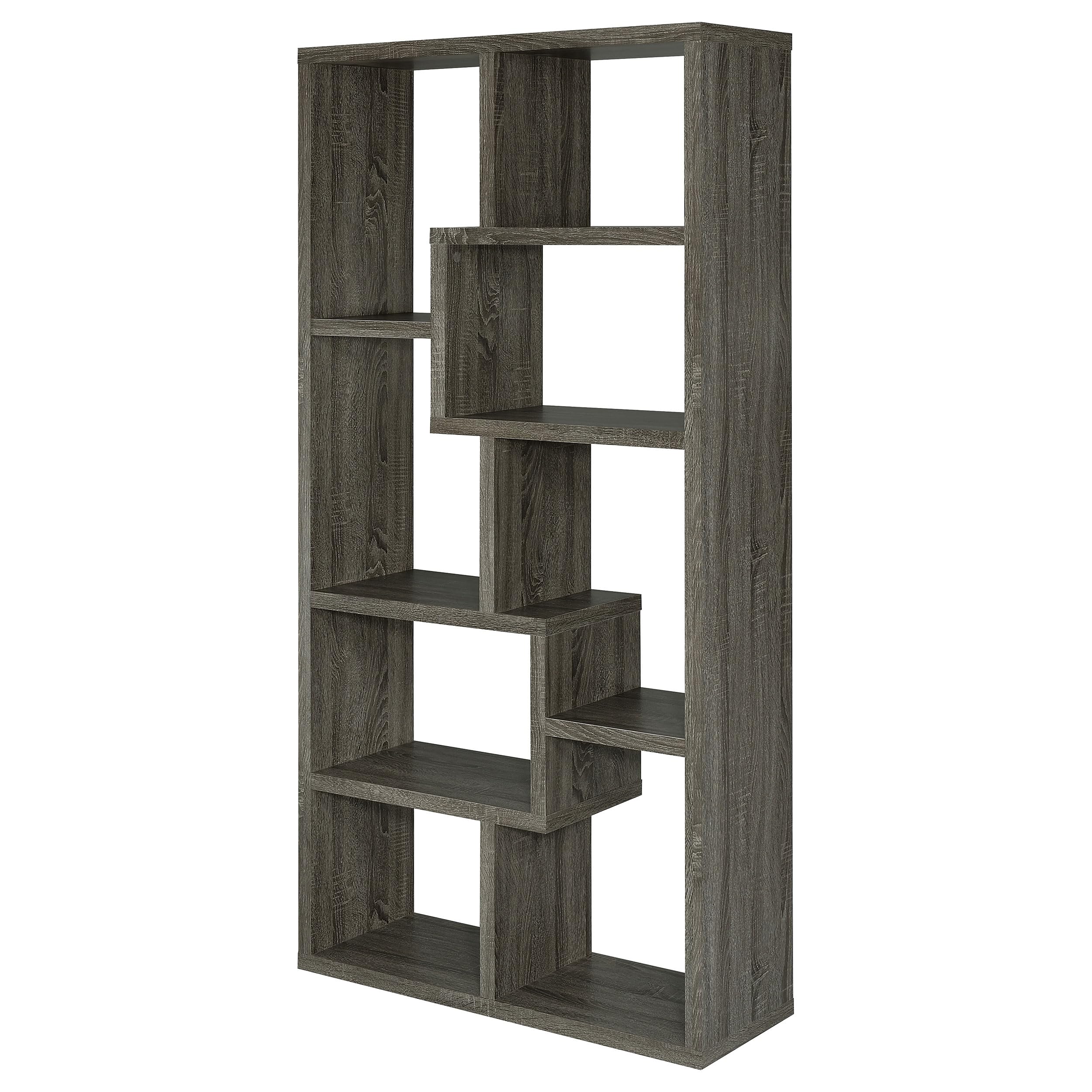 Coaster FINE Furniture 5-Tier Rectangular Bookcase - Weathered Grey Finish, Modern Bookshelf for Living Room, Office & Bedroom Storage & Organization