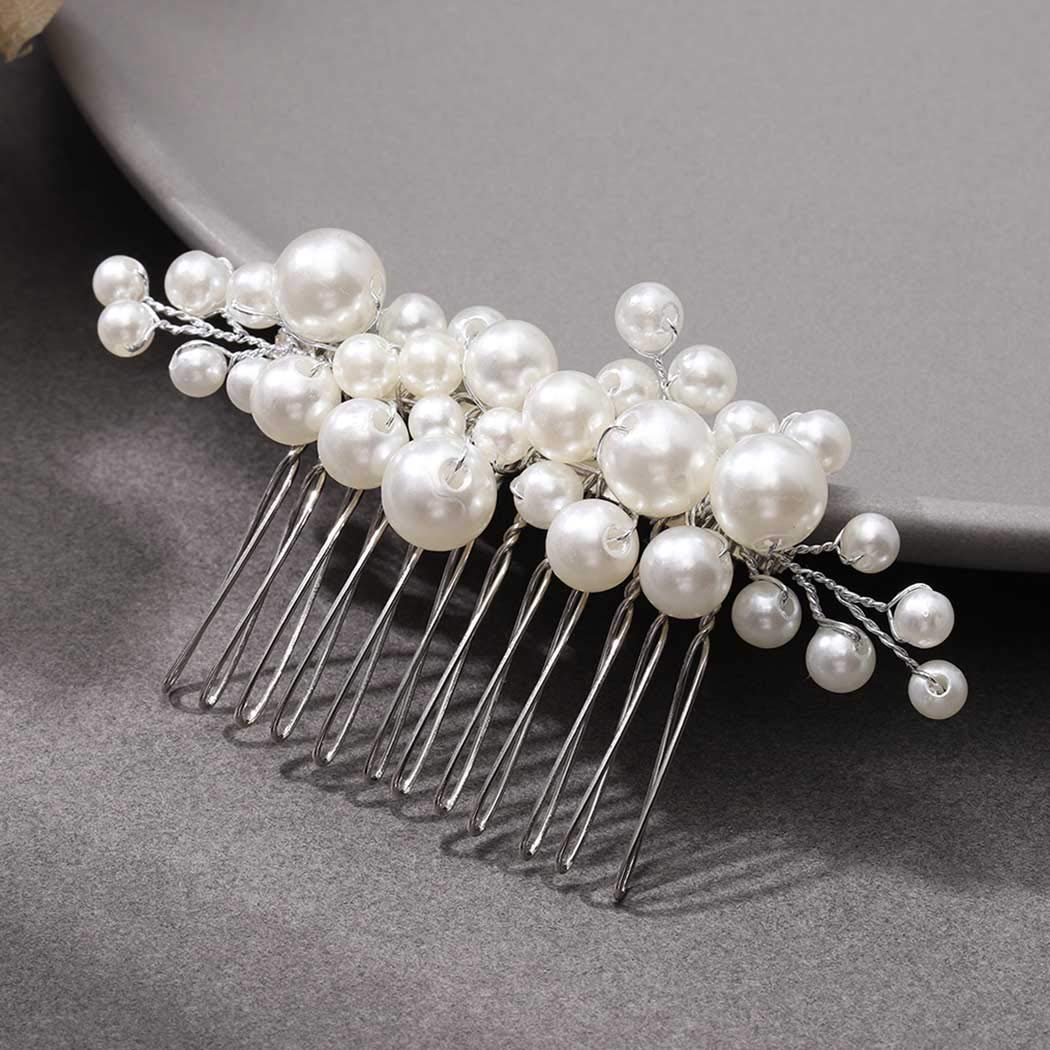 Casdre Silver Pearl Wedding Hair Comb - Elegant Bridal Side Hairpiece for Women & Girls | Perfect for Weddings, Prom, and Formal Events