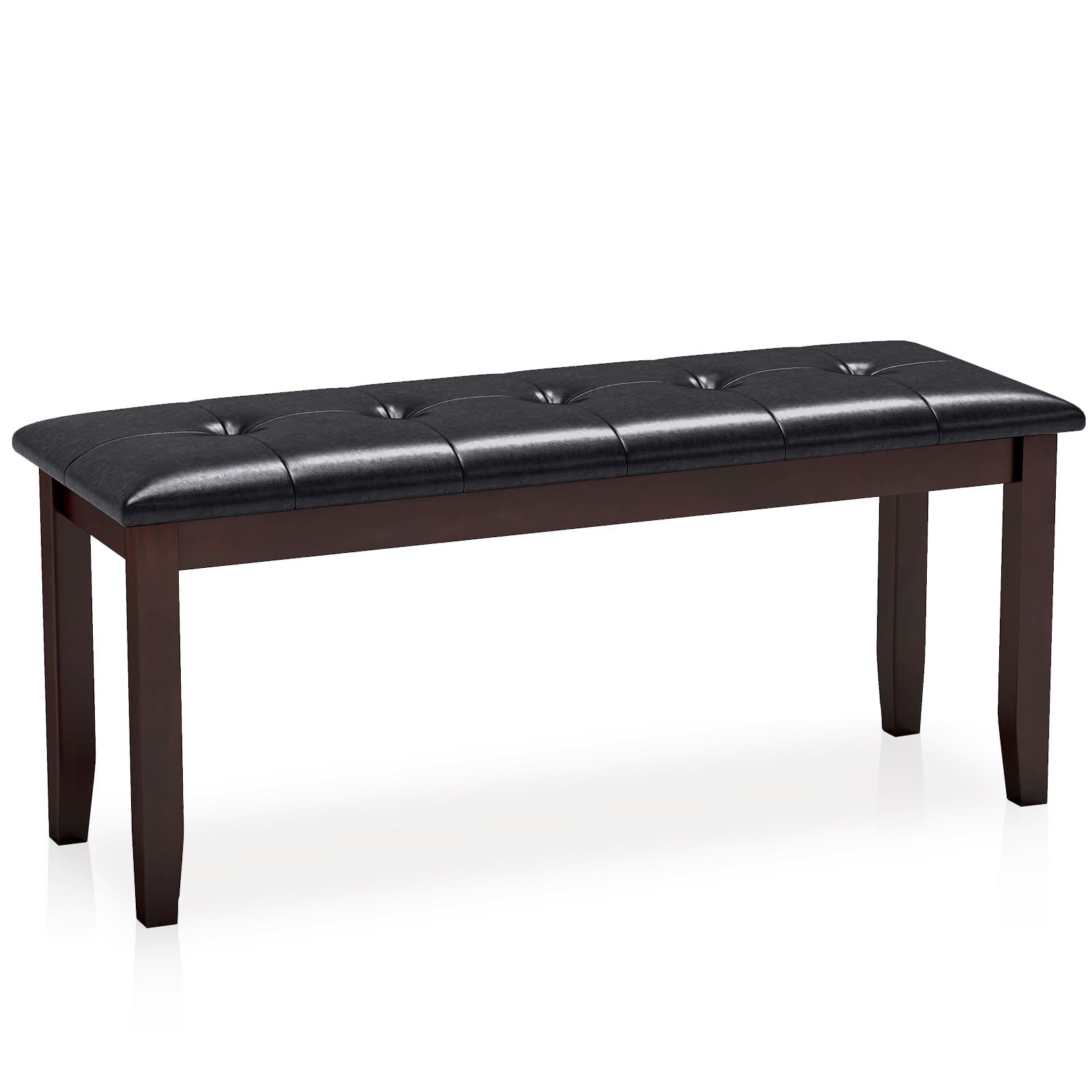Giantex Traditional Upholstered Dining Room Bench - PU Leather Entryway Bench for Hallway, Bedroom End of Bed & Ottoman - Perfect for Living Room, Entry Hall and Bedroom Decor (Brown)