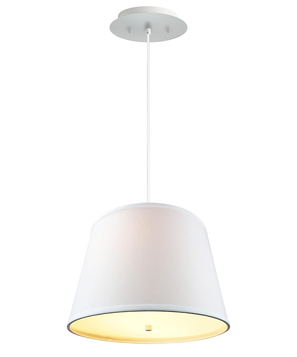HomeConcept 16 Inch White Glass Pendant Light Fixture with Diffuser & White Cord - Perfect for Kitchen Island, Dining Room, or Bedroom Lighting