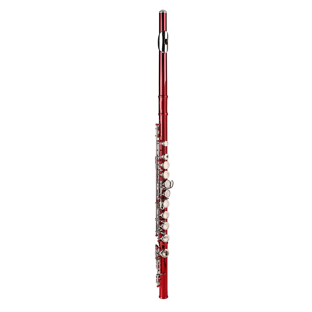 Professional C Key Flute - Accurate Sound & Pitch for Kids & Adults | Beginner to Advanced Wind Instrument (Red) | Perfect for Music Lessons, Performances & Practice