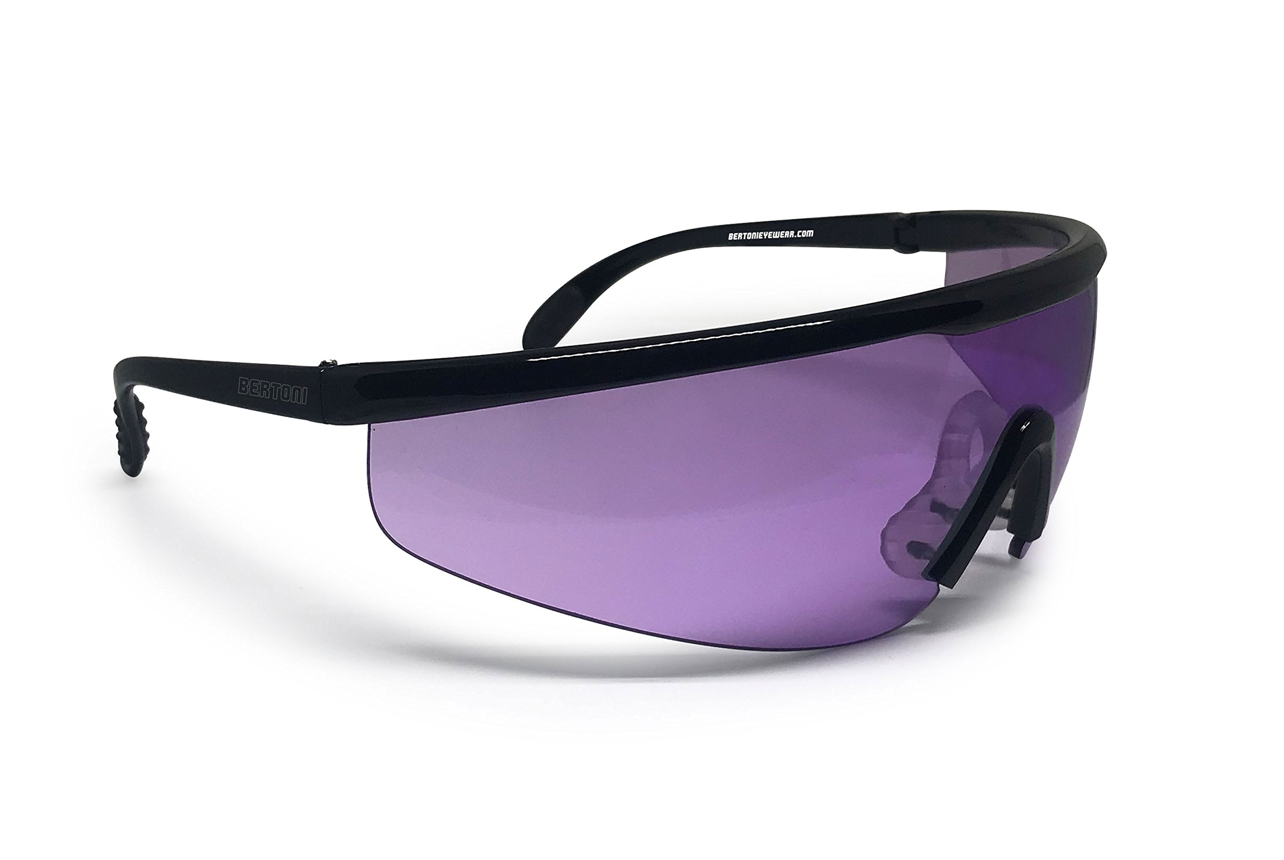 Bertoni AF899 Tactical Shooting Glasses - 4 Interchangeable Lenses with RX Optical Prescription Carrier - Protective Safety Eyewear with Carrying Case - Shiny Black - Perfect for Hunting, Airsoft & Range Shooting