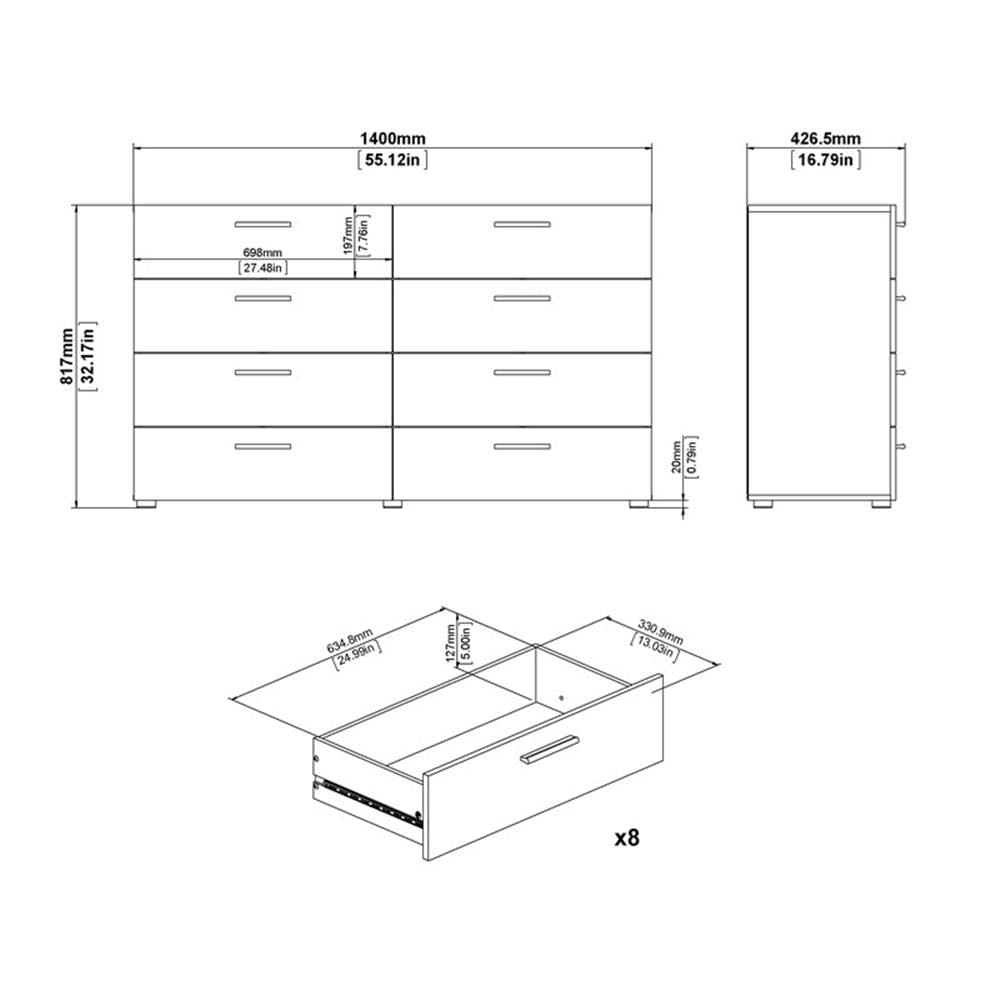 Pemberly Row 8-Drawer Double Dresser in Walnut - Solid Wood Bedroom Furniture for Storage & Organization | Perfect for Master Bedroom, Guest Room & Nursery