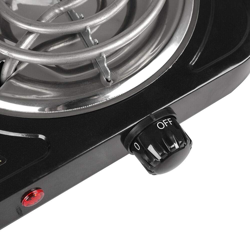 1000W Portable Electric Single Coil Burner - Stainless Steel Hot Plate with 5-Level Temperature Control for Home, Dorm, Office & Camping | Perfect for Boiling, Frying, Cooking & Outdoor Adventures
